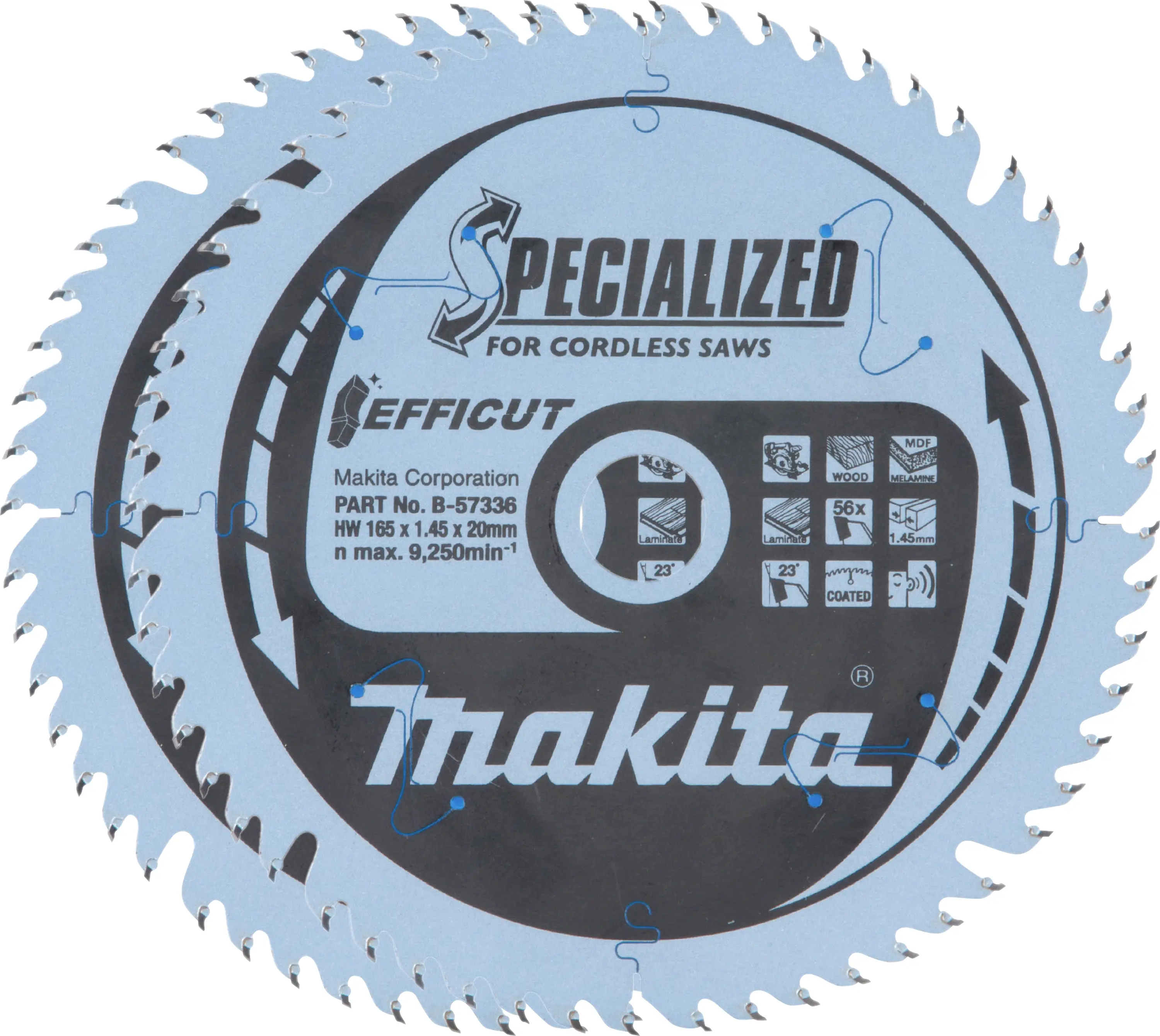 Makita B-57336-2 sada pilových kotoučů 165 x 20 x 1.45 mm Počet zubů (na palec): 56 2 ks Makita B-57336-2 sada pilových kotoučů 165 x 20 x 1.45 mm Počet zubů (na palec): 56 2 ks