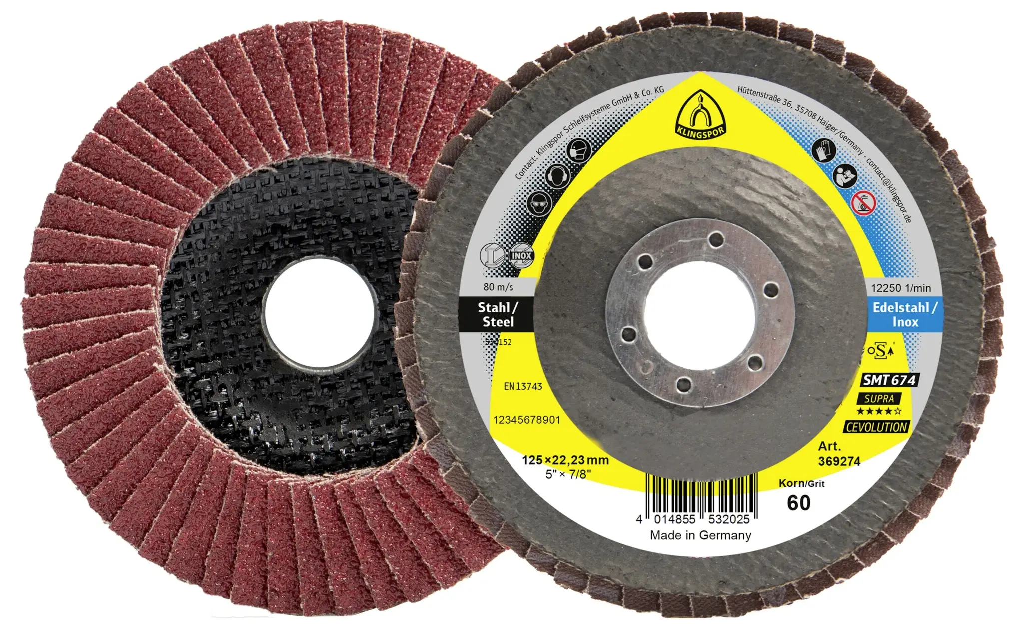 Klingspor 369259 SMT 674 brusný talíř keramický, 125 x 22,23 mm, vyklenutý v 40 mm Průměr 125 mm 10 ks