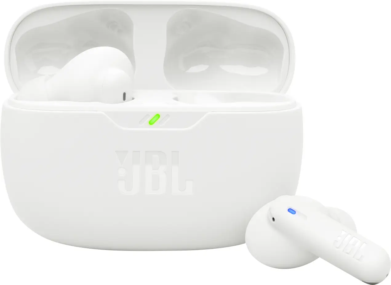 JBL Wave Beam 2 špuntová sluchátka (In Ear) Bez kabelu, Bluetooth® bílá Potlačení hluku Nabíjecí pouzdro