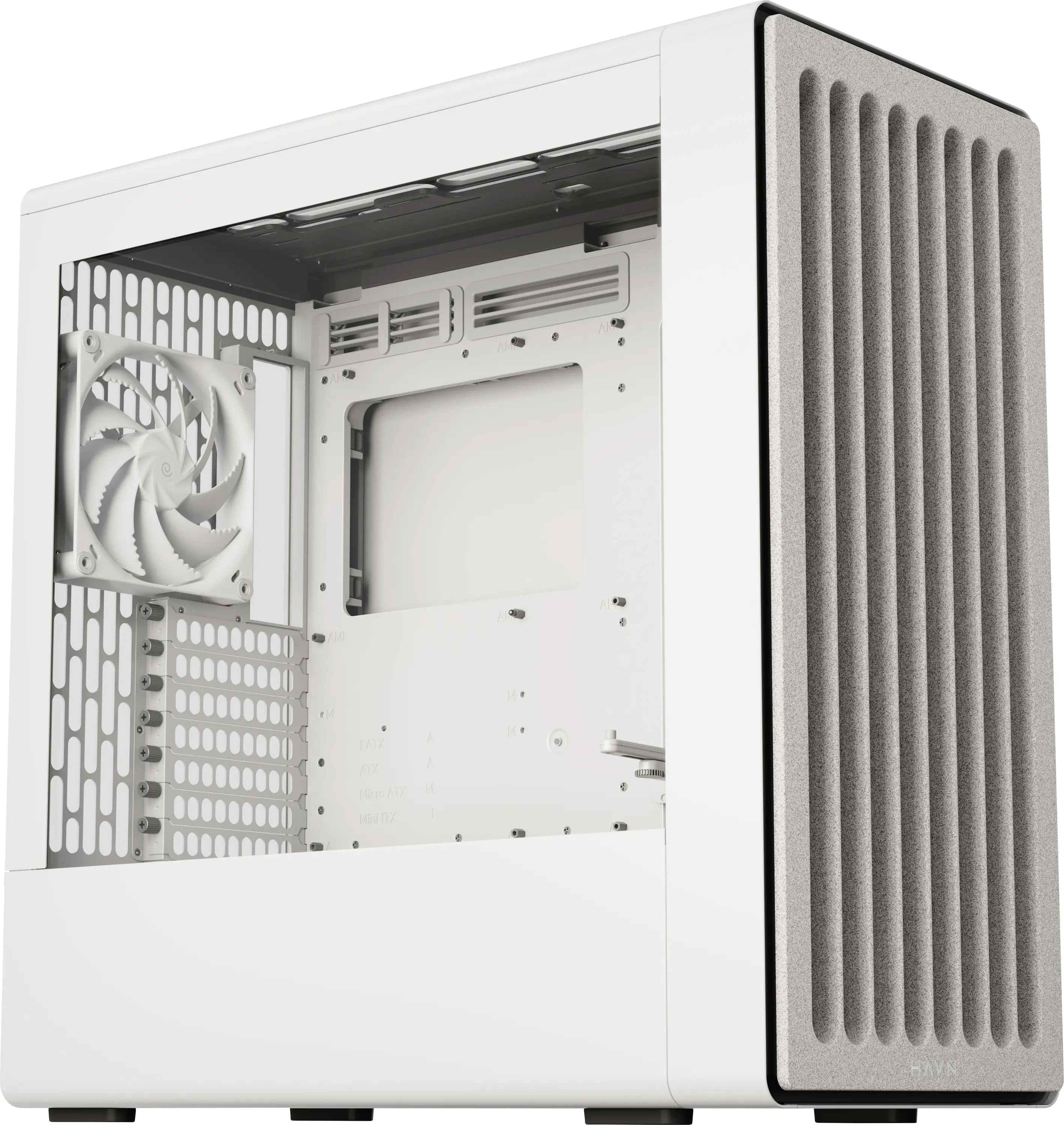 HAVN HAVN BF 360 Flow PC-Gehäuse, Midi-Tower, E-ATX, Tempered Glass - weiß midi tower pouzdro, PC skříň, herní pouzdro bílá HAVN HAVN BF 360 Flow PC-Gehäuse, Midi-Tower, E-ATX, Tempered Glass - weiß midi tower pouzdro, PC skříň, herní pouzdro bílá