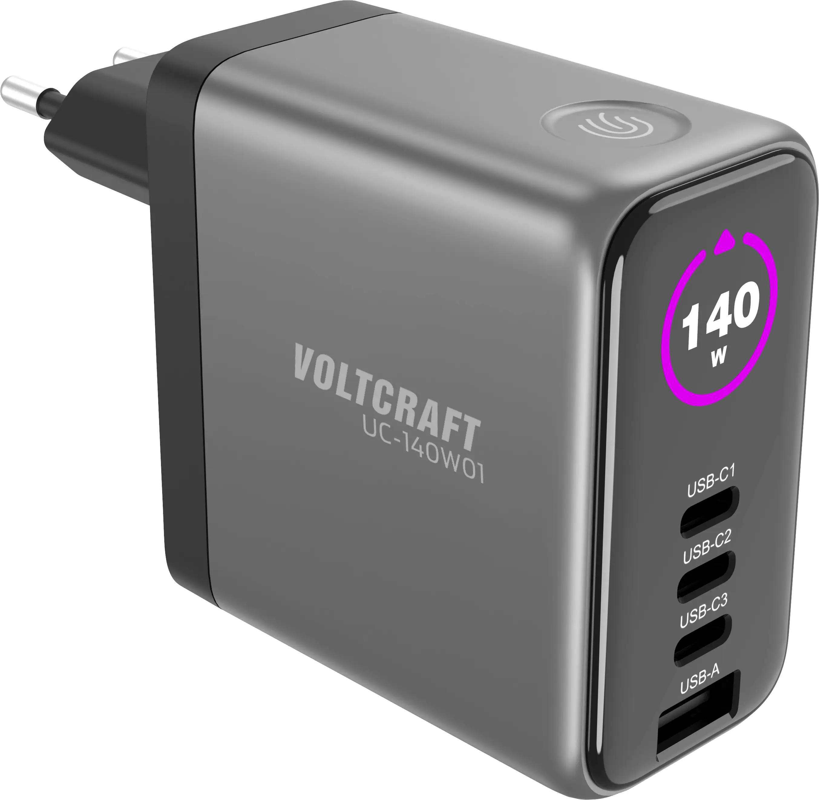 VOLTCRAFT UC-140W01 USB nabíječka, GaN, USB Power Delivery (USB-PD) , Rychlonabíječka, 1x USB A , 3x USB-C®, 140 W, Dodávka energie, černá VOLTCRAFT UC-140W01 USB nabíječka, GaN, USB Power Delivery (USB-PD) , Rychlonabíječka, 1x USB A , 3x USB-C®, 140 W, Dodávka energie, černá
