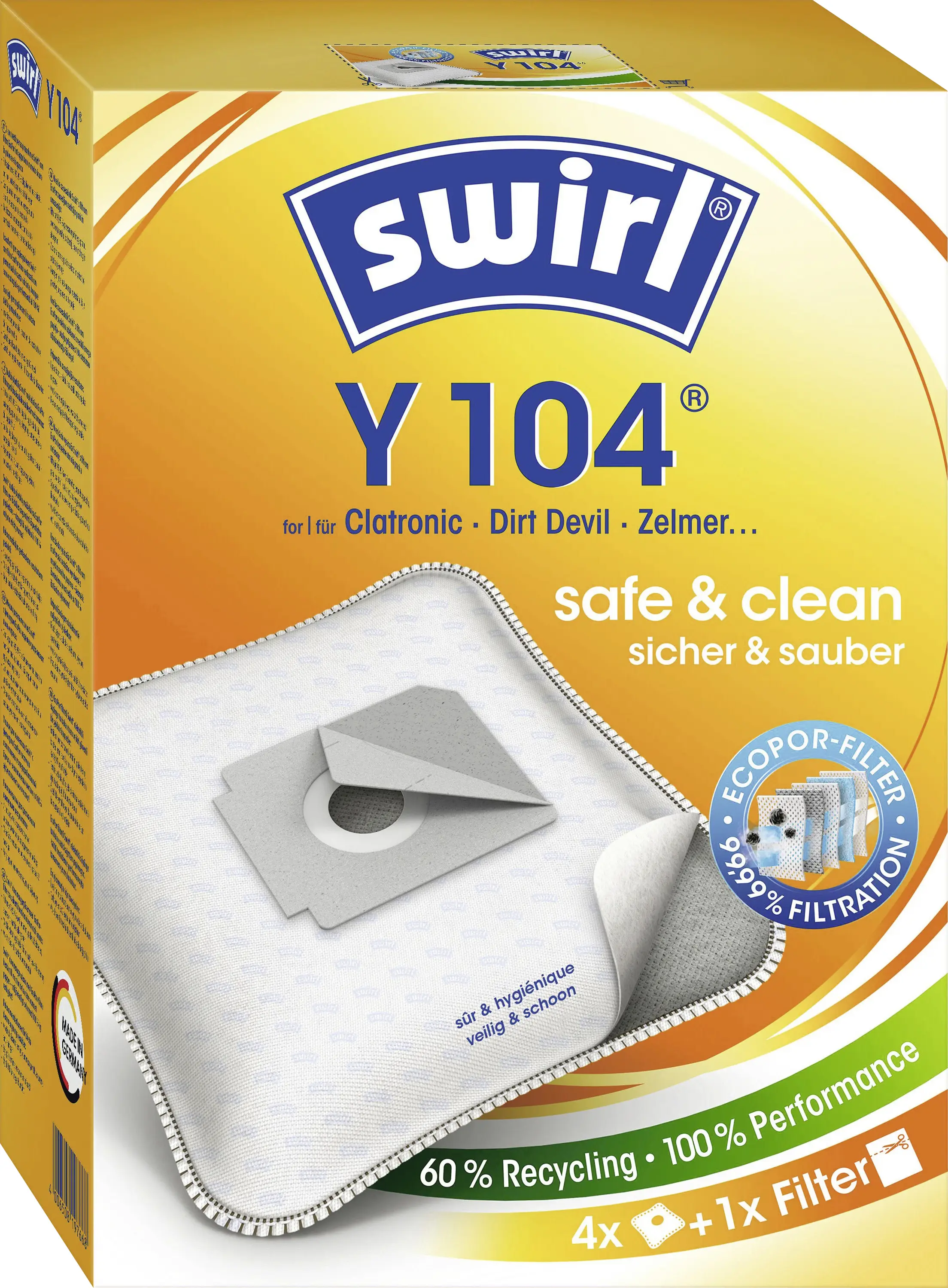 Swirl Y 104 MP Plus AirSpace Staubsaugerbeutel sáčky do vysavače 4 ks