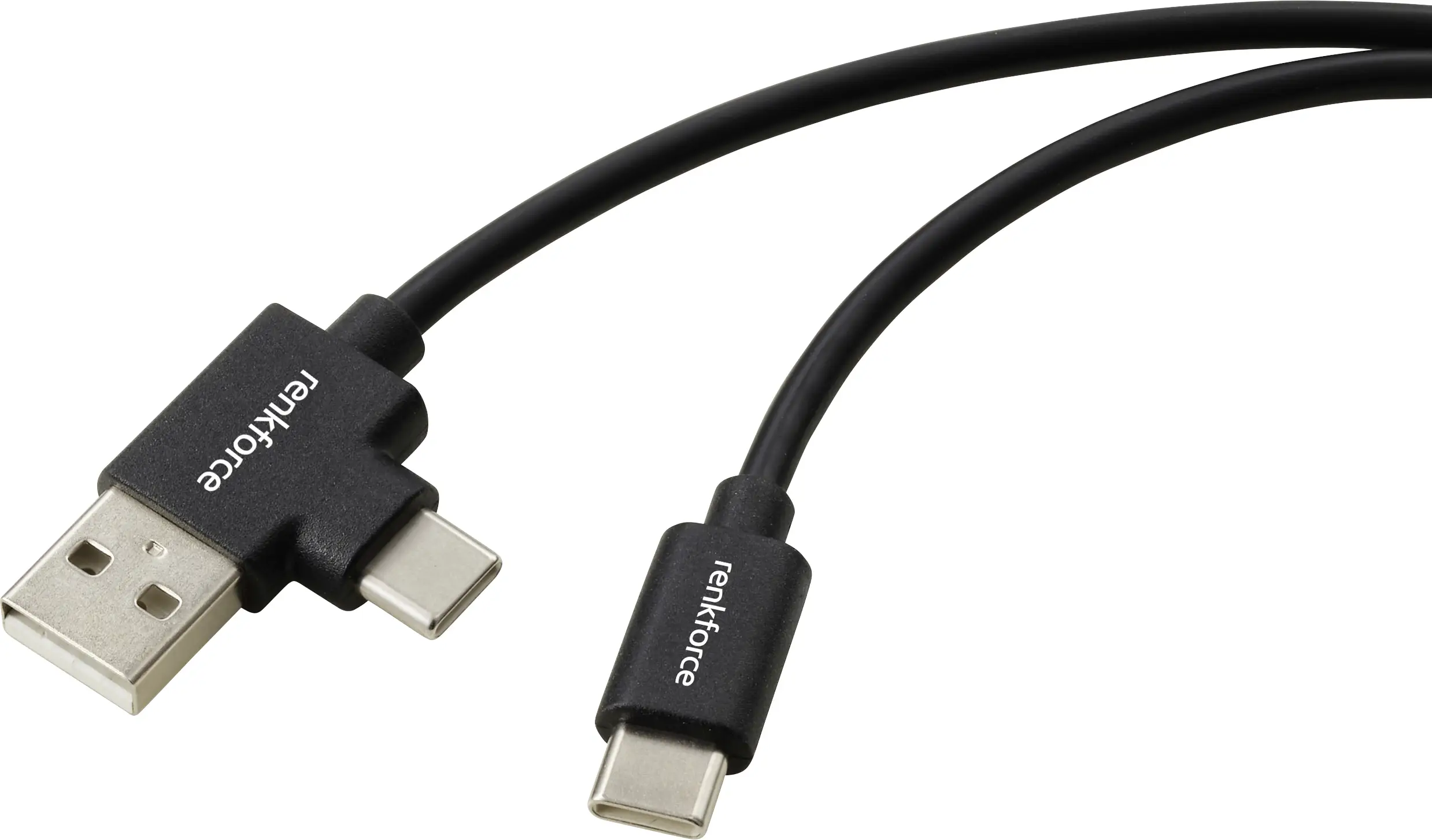 Renkforce USB kabel USB 2.0 USB-C ® zástrčka, USB-A zástrčka 2.00 m černá RF-7116122