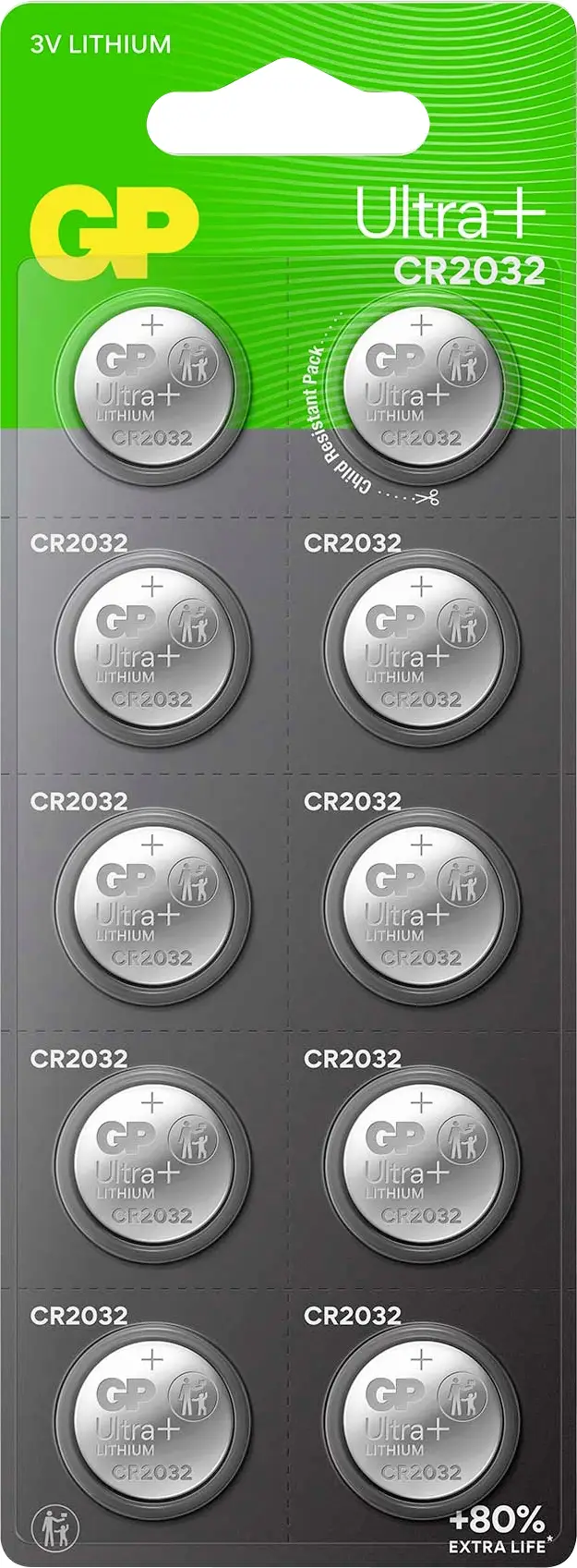GP knoflíkový článek CR 2032 3 V 10 ks 240 mAh Li-MnO2 GP Ultra Plus Batterie Lithium Knopfzelle CR2032 10 Stück GP knoflíkový článek CR 2032 3 V 10 ks 240 mAh Li-MnO2 GP Ultra Plus Batterie Lithium Knopfzelle CR2032 10 Stück