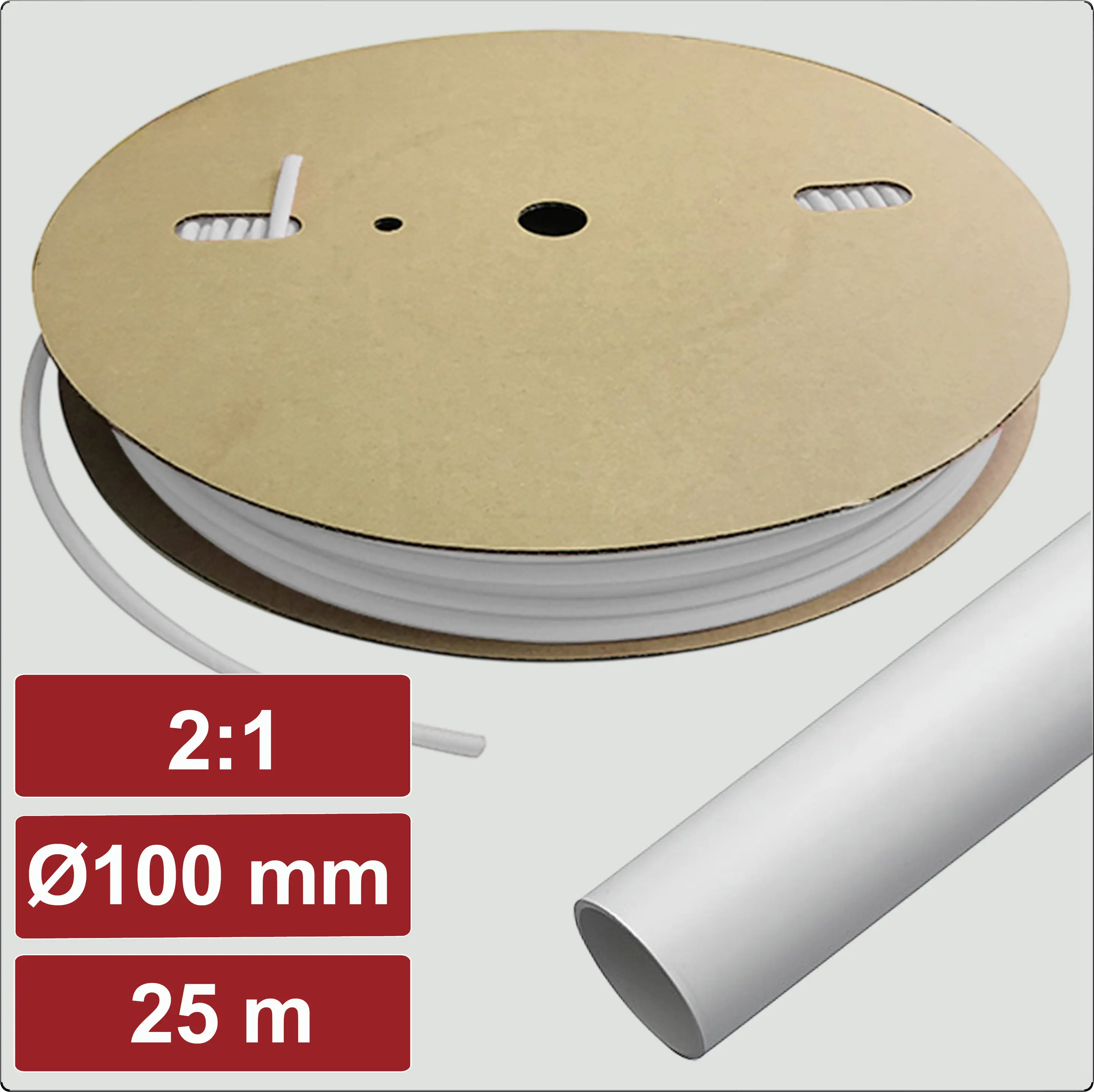 Electronic Garage EG25CA042 smršťovací bužírka bez lepidla bílá 100 mm 50 mm Poměr smrštění:2:1 25 m Electronic Garage EG25CA042 smršťovací bužírka bez lepidla bílá 100 mm 50 mm Poměr smrštění:2:1 25 m