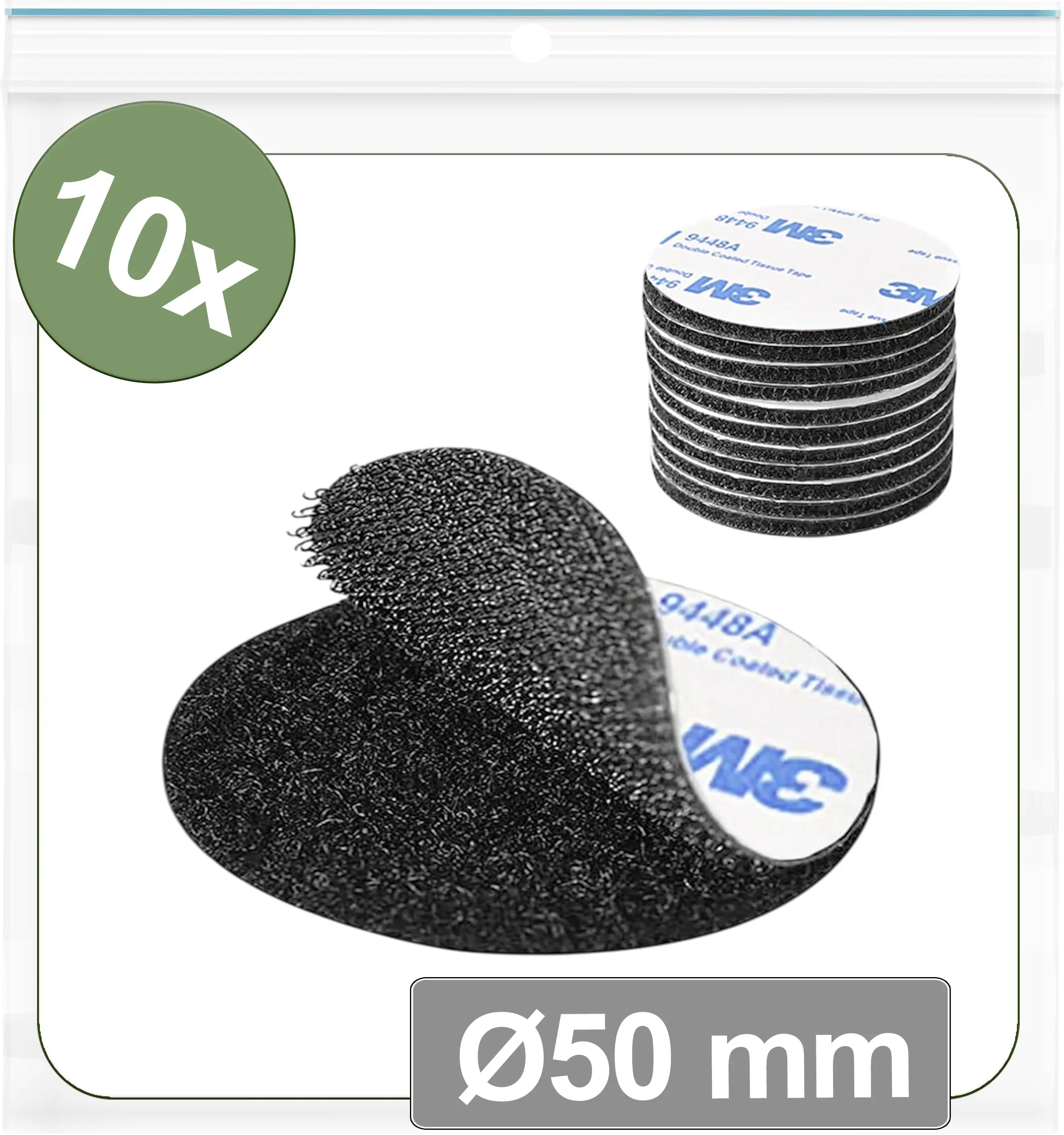 Quadrios 25CA662 kulaté suché zipy, lepicí, háčková a flaušová část, (Ø x d) 50 mm x 50 mm, černá, 10 ks Quadrios 25CA662 kulaté suché zipy, lepicí, háčková a flaušová část, (Ø x d) 50 mm x 50 mm, černá, 10 ks