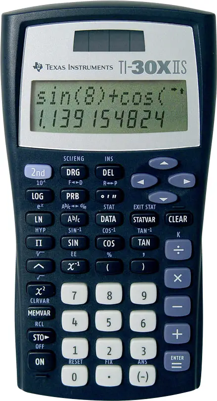 Texas Instruments TI 30 X II S kapesní kalkulačka, na baterii, solární napájení, černá