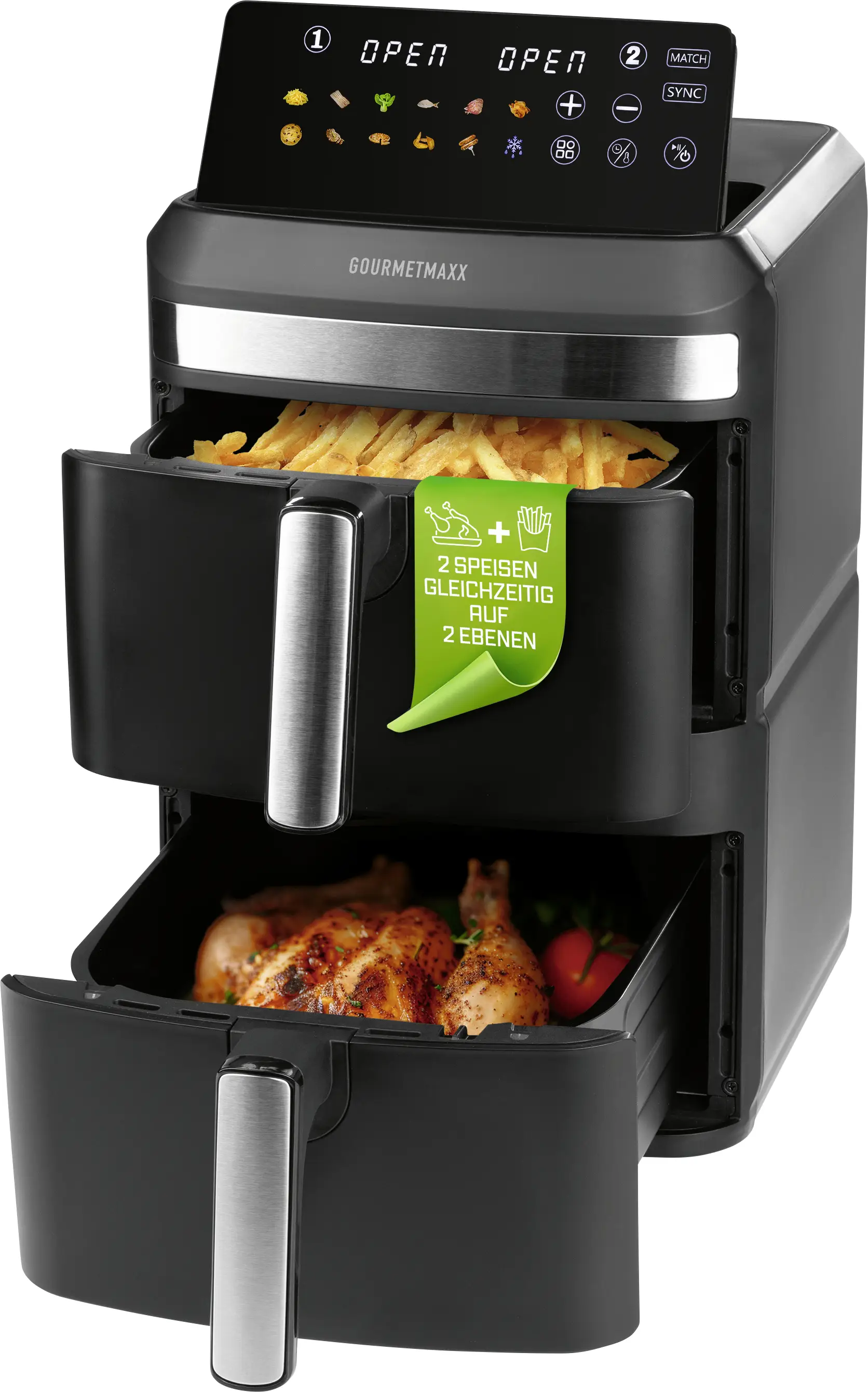 GourmetMaxx 16818 horkovzdušná fritéza 12 l 2800 W nepřilnavý povlak, bez BPA, Cool touch pouzdro, Digitální časovač, funkce grilování, horkovzdušný, GourmetMaxx 16818 horkovzdušná fritéza 12 l 2800 W nepřilnavý povlak, bez BPA, Cool touch pouzdro, Digitální časovač, funkce grilování, horkovzdušný,