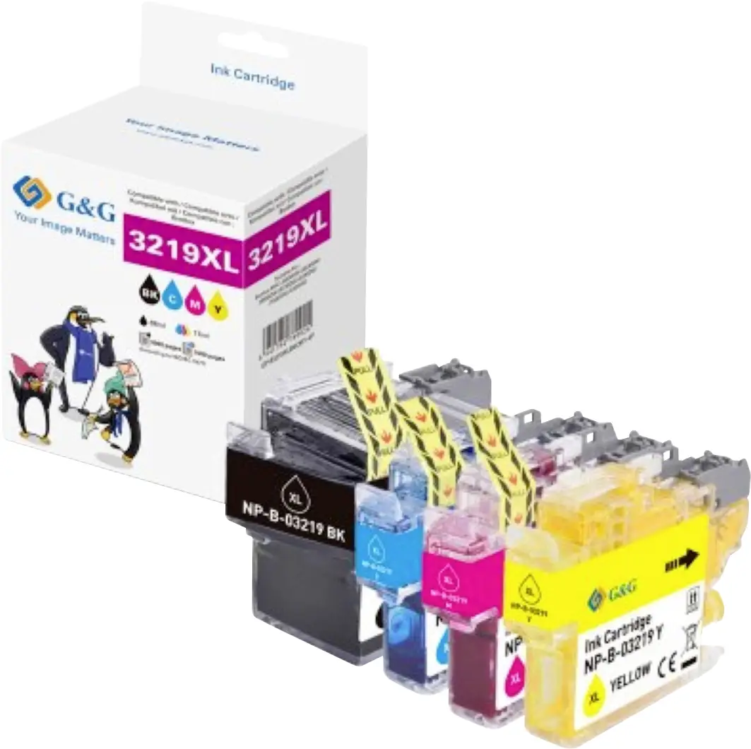 G&G Ink kompatibilní černá, azurová, purppurová, žlutá NP-B-03219XLBKCMY-B GP-B3219XLBKCMY-4P G&G Ink kompatibilní černá, azurová, purppurová, žlutá NP-B-03219XLBKCMY-B GP-B3219XLBKCMY-4P