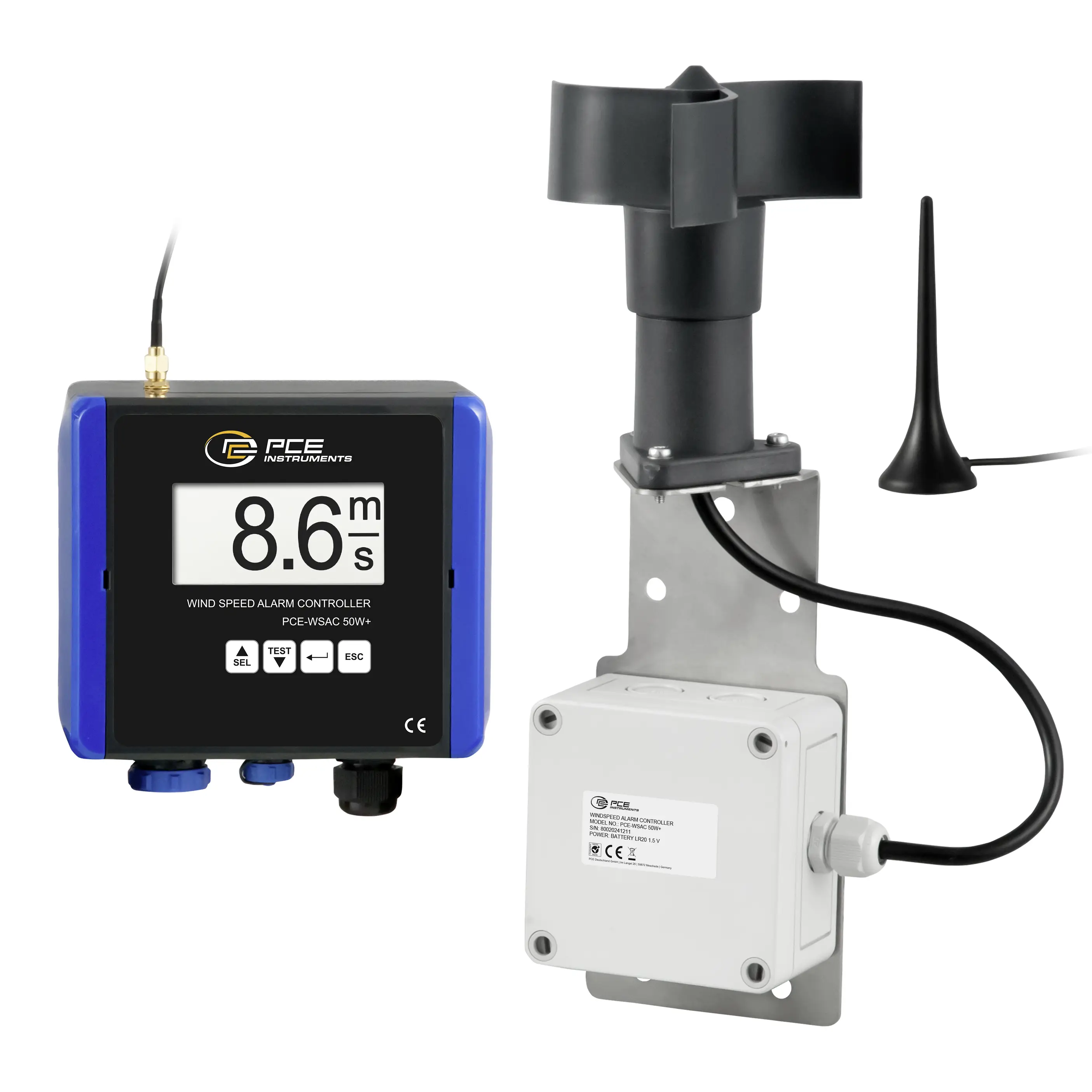PCE Instruments PCE-WSAC 50W+ 230 anemometr 1 do 50 m/s, s funkcí datového záznamníku, PCE-WSAC 50W+ 230 PCE Instruments PCE-WSAC 50W+ 230 anemometr 1 do 50 m/s, s funkcí datového záznamníku, PCE-WSAC 50W+ 230