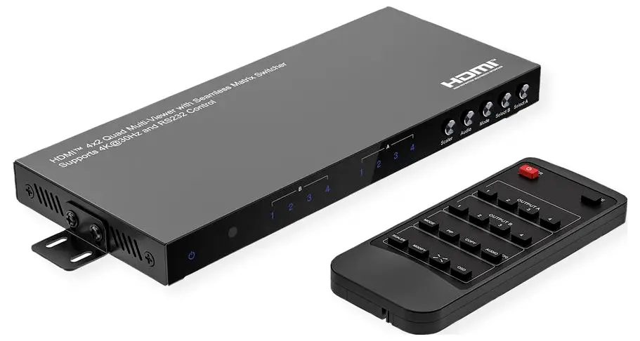 Value 4x2 porty HDMI quad rozbočovač režim více pohledů, s dálkovým ovládáním, funkce plynulého přepínání, kovový ukazatel Value 4x2 porty HDMI quad rozbočovač režim více pohledů, s dálkovým ovládáním, funkce plynulého přepínání, kovový ukazatel