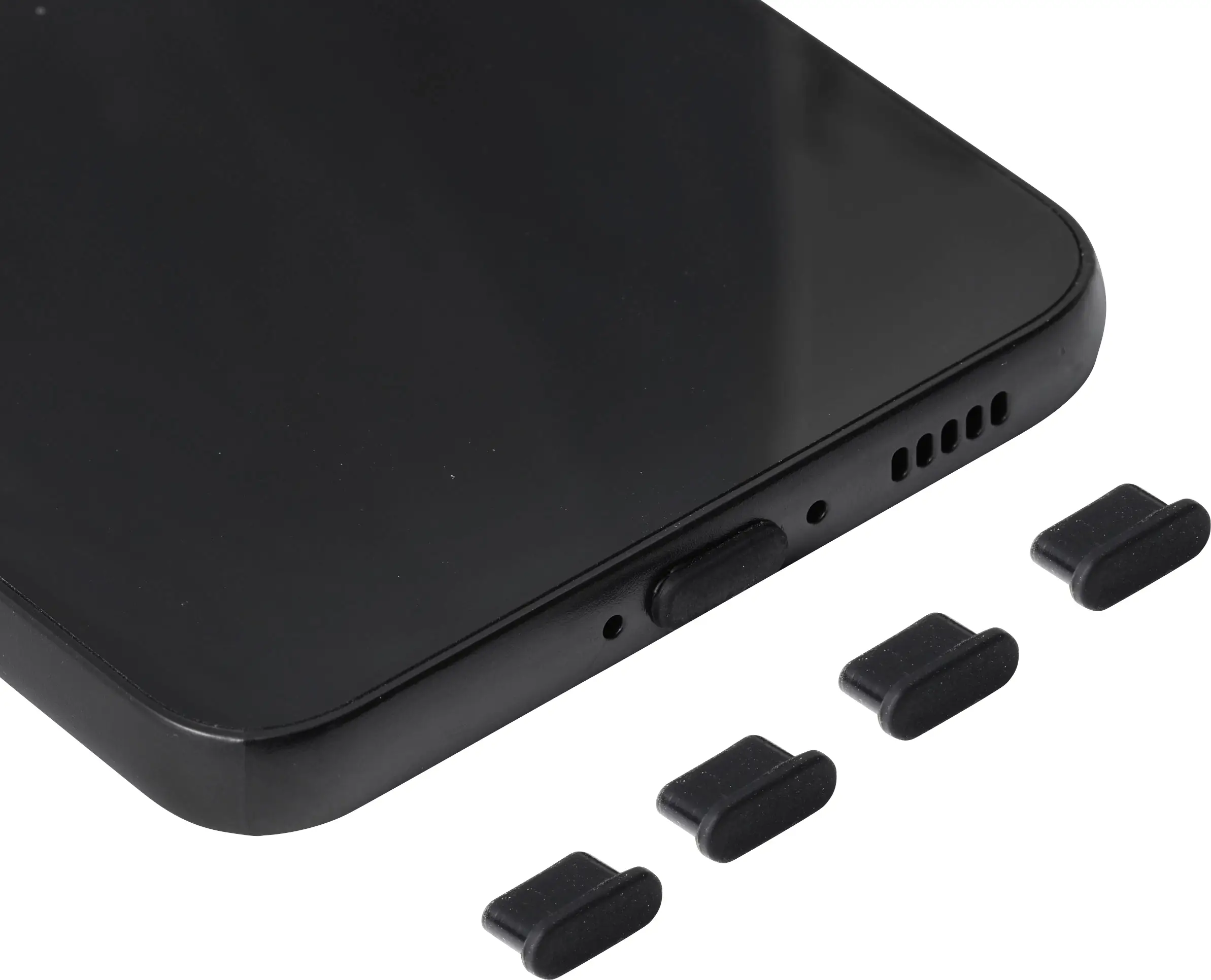 Renkforce USB-C® protiprachový konektor pro mobilní zařízení, černá, 4 ks/sada, černá Renkforce USB-C® protiprachový konektor pro mobilní zařízení, černá, 4 ks/sada, černá