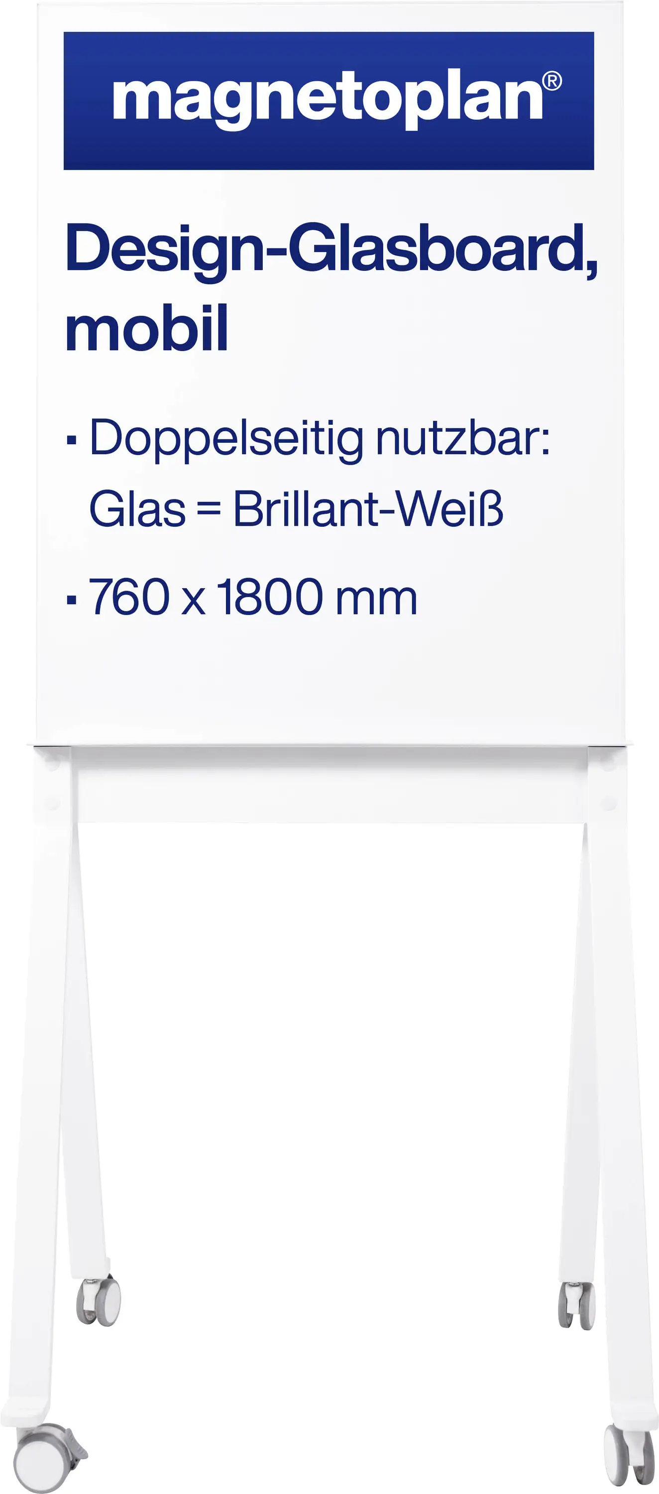 magnetoplan magnetická skleněná tabule mobiles Glasboard (š x v) 76 cm x 180 cm bílá