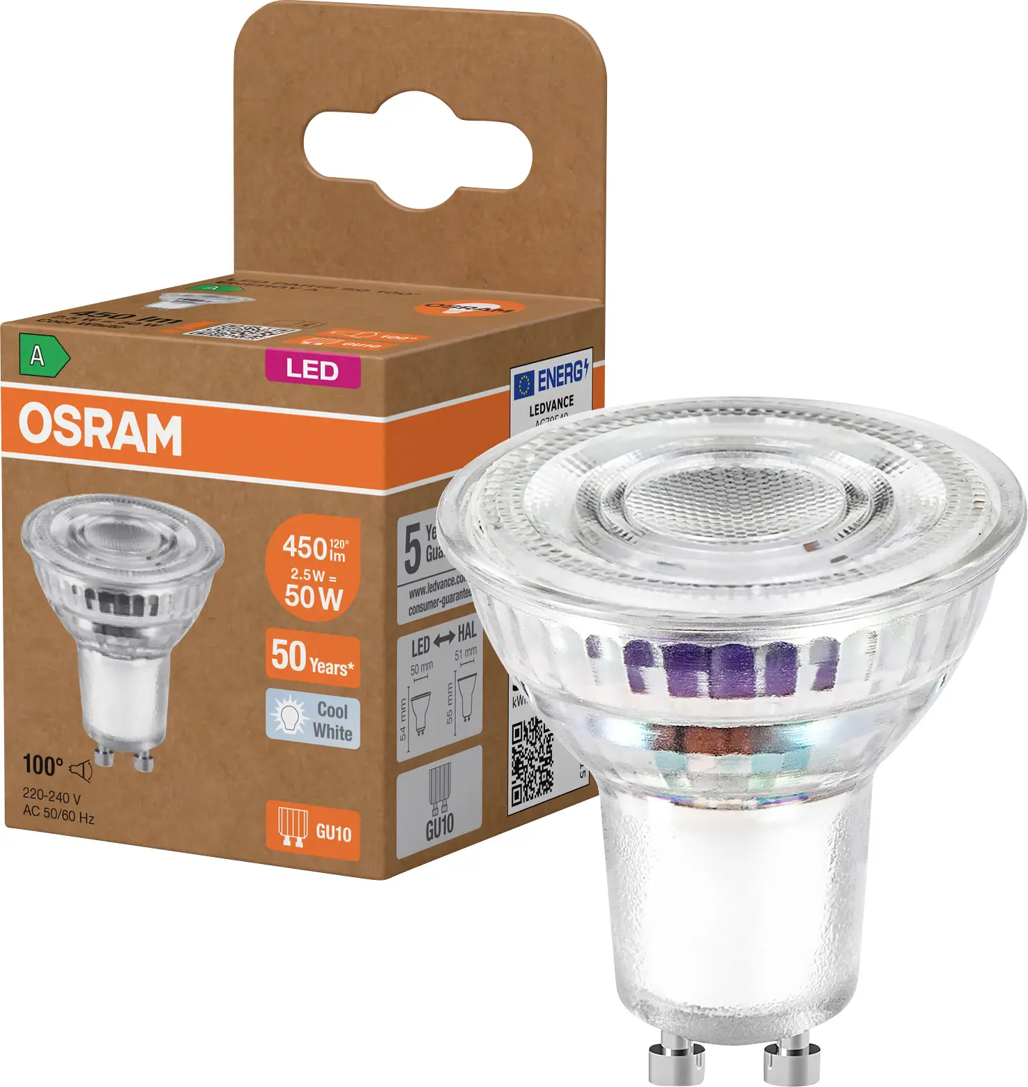 OSRAM HOMELIGHTING 4099854267789 LED reflektor Energetická třída (EEK2021) A (A - G) GU10 žárovka 2.5 W studená bílá (Ø x v) 50.00 mm x 50.00 mm 1 ks