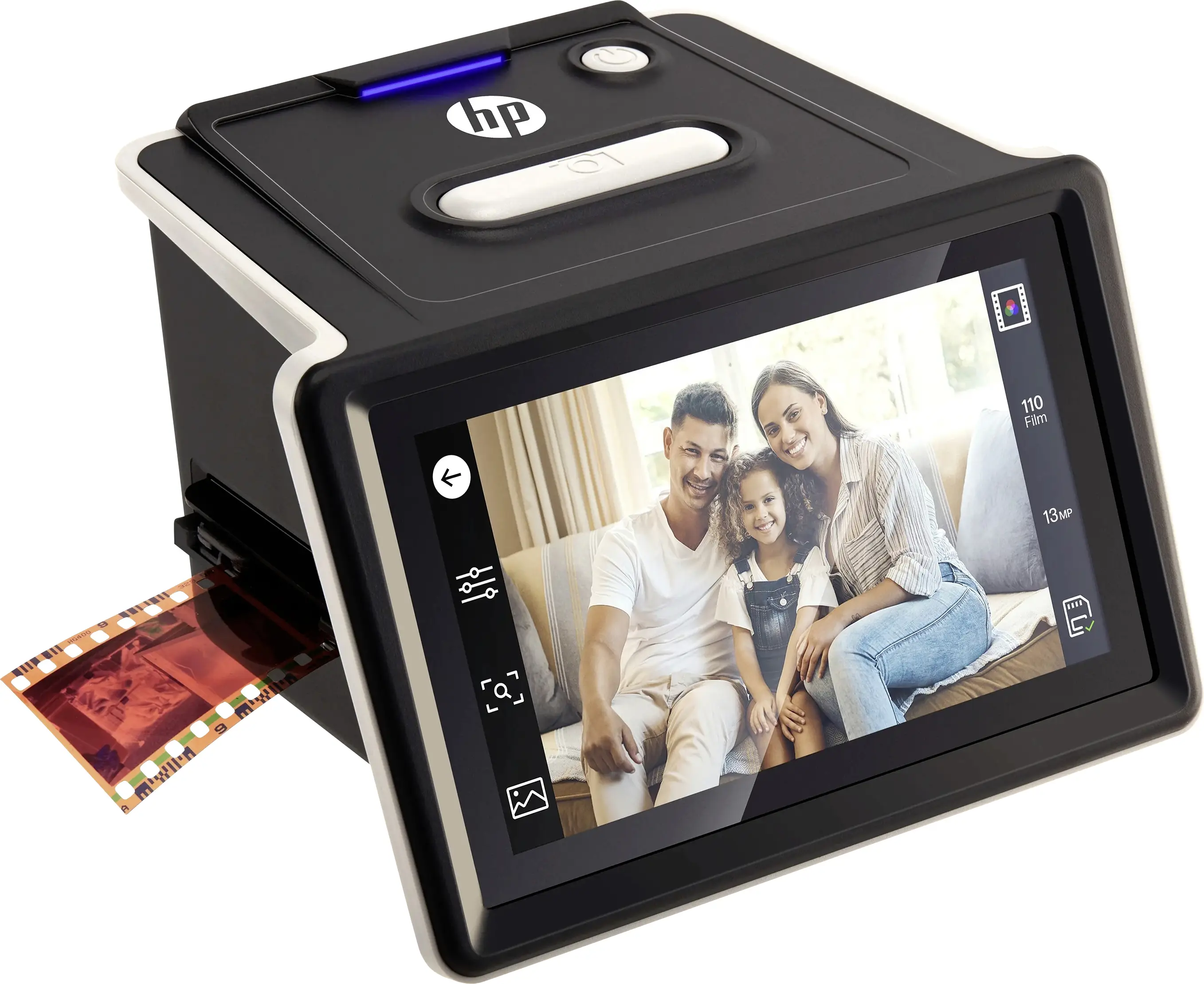HP HPFS500 skener diapozitivů, filmový skener 4208 x 3120 Pixel barevný dotykový displej, s USB napájením, Řízení kontrastu, Řízení expozice