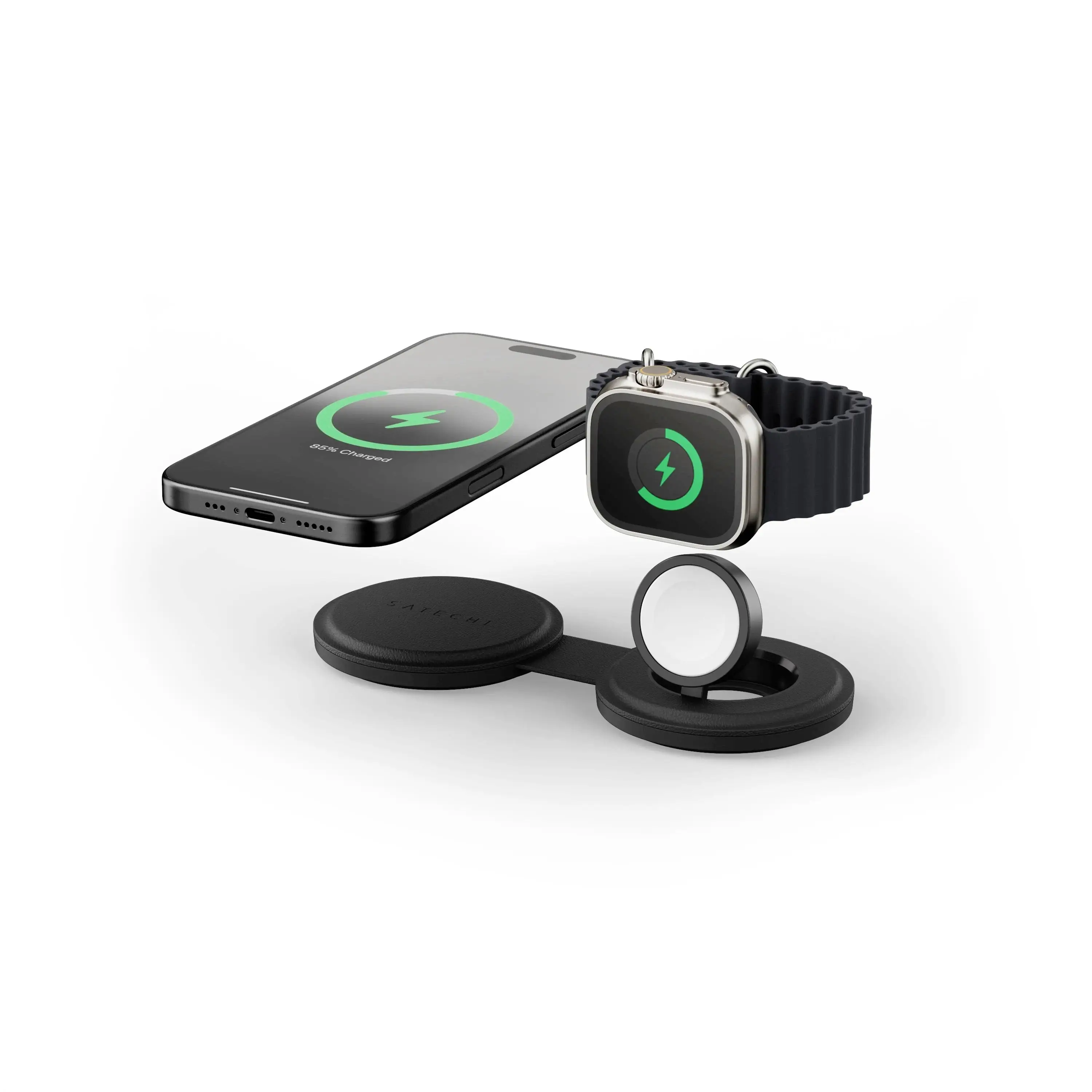 Satechi bezdrátová indukční nabíječka OntheGo 2-in-1 USB Kabelloses Aufladen ST-QTG21K černá