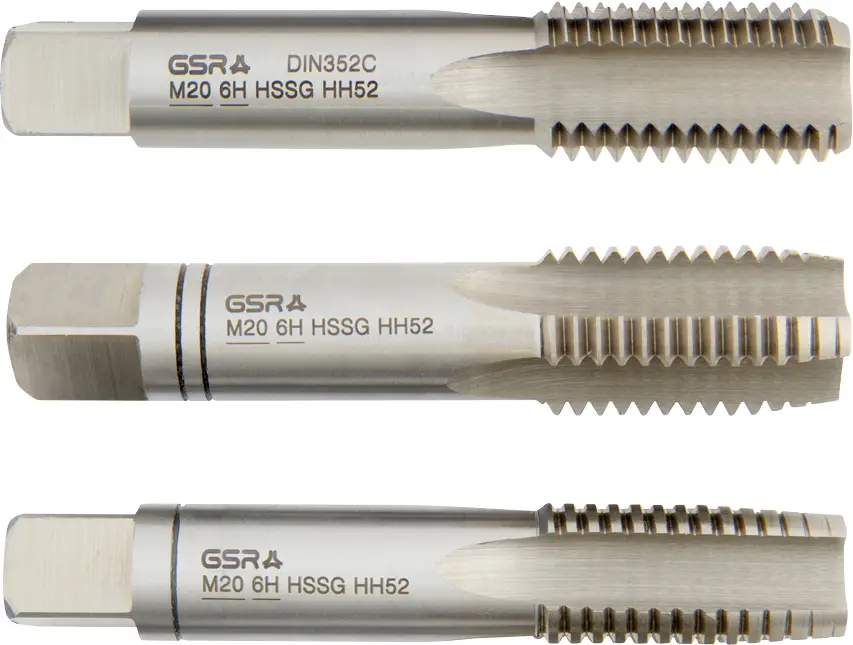 GSR B00105290 ruční závitník metrický M20 DIN 352 HSS 3 ks GSR B00105290 ruční závitník metrický M20 DIN 352 HSS 3 ks