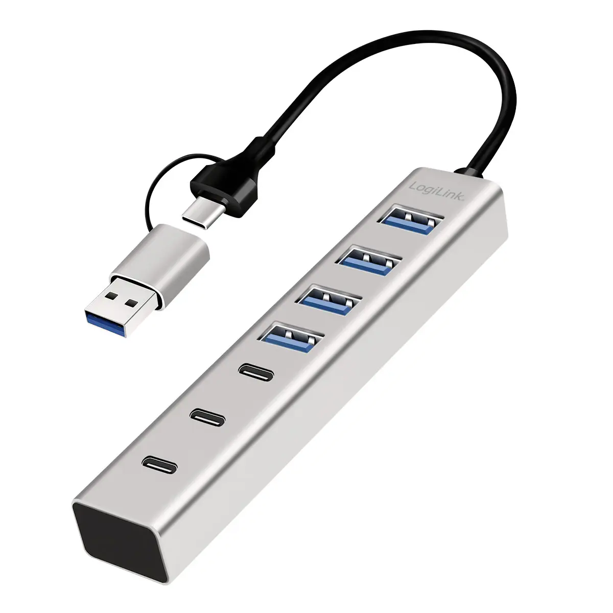 LogiLink UA0442 USB Hub 4 + 3 porty USB-A, USB-C® USB 3.0 5 GBit/s hliník UA0442