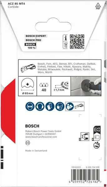 Bosch Accessories 2608669266 2608669266 Karbidy Multifunkční pilový list 85 mm 1 ks Bosch Accessories 2608669266 2608669266 Karbidy Multifunkční pilový list 85 mm 1 ks