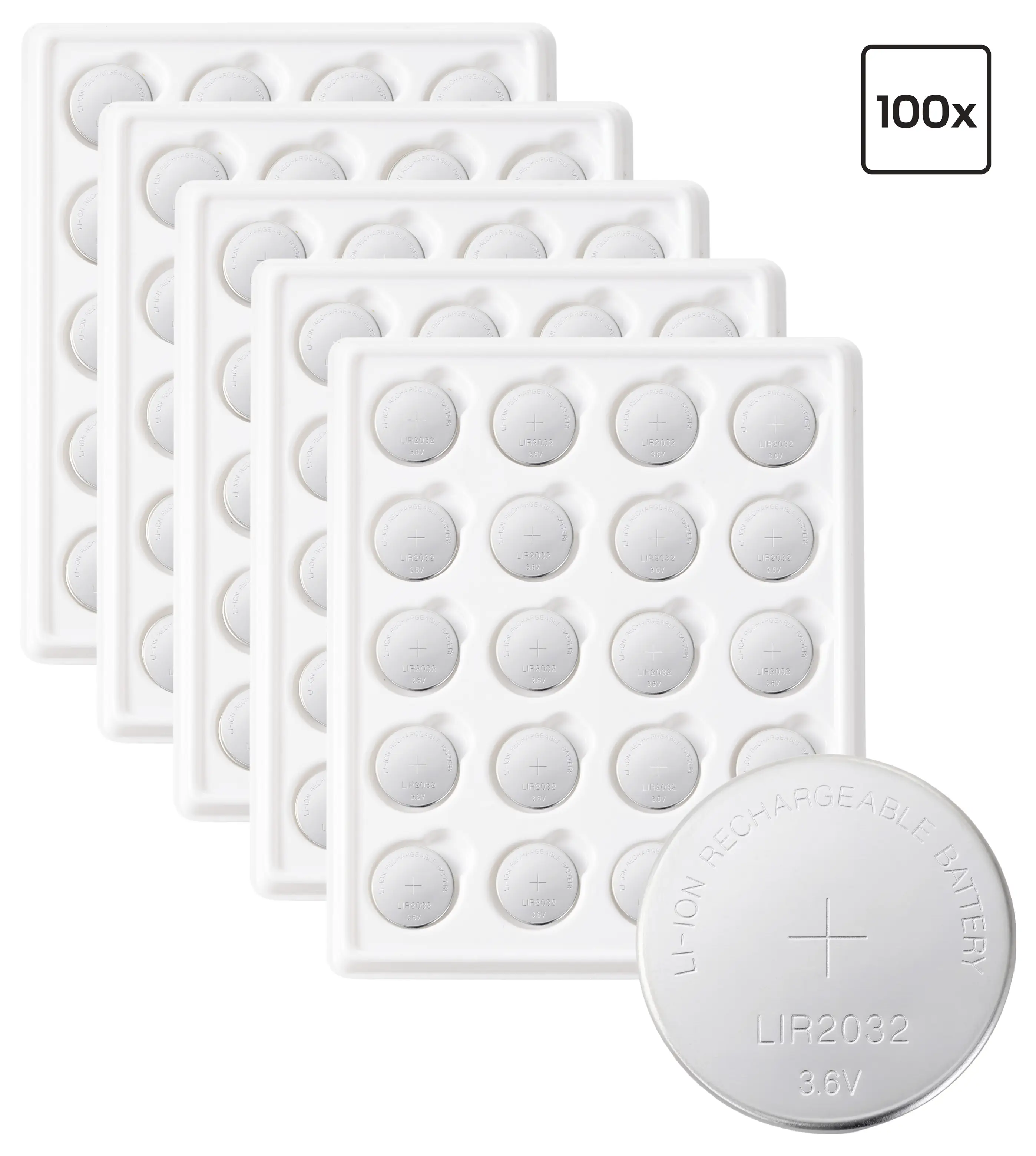 VOLTCRAFT knoflíkový akumulátor LIR 2032 lithiová 45 mAh 3.6 V 100 ks