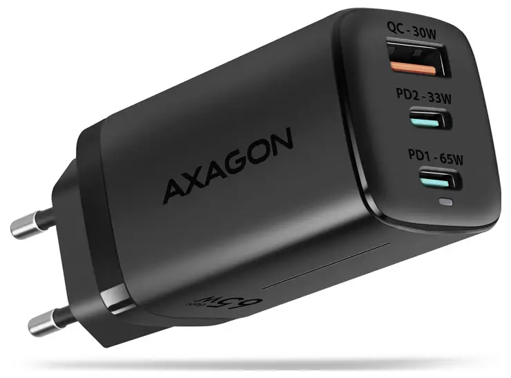 AXAGON USB nabíječka, USB Power Delivery (USB-PD) , USB-C®, USB A, 65 W, Power Delivery 3.0, QC 4+, QC 2,0, QC 3.0, černá AXAGON USB nabíječka, USB Power Delivery (USB-PD) , USB-C®, USB A, 65 W, Power Delivery 3.0, QC 4+, QC 2,0, QC 3.0, černá