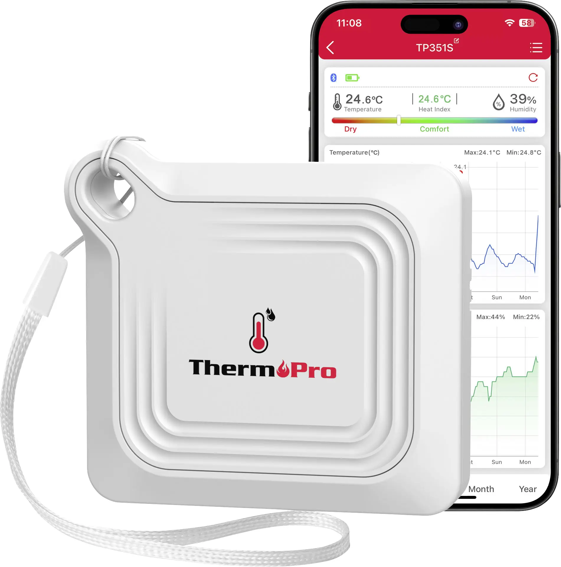 ThermoPro bezdrátový teploměr a vlhkoměr bílá TP351 ThermoPro bezdrátový teploměr a vlhkoměr bílá TP351