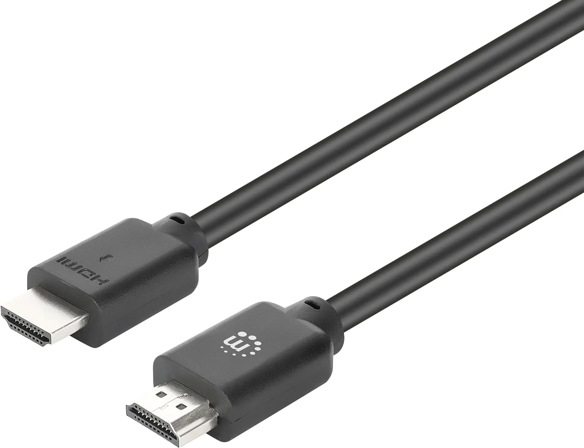 Manhattan HDMI kabel Zástrčka HDMI-A, Zástrčka HDMI-A 7.5 m černá 356688 4K UHD, PVC plášť, pozlacené kontakty, dvoužilový stíněný HDMI kabel