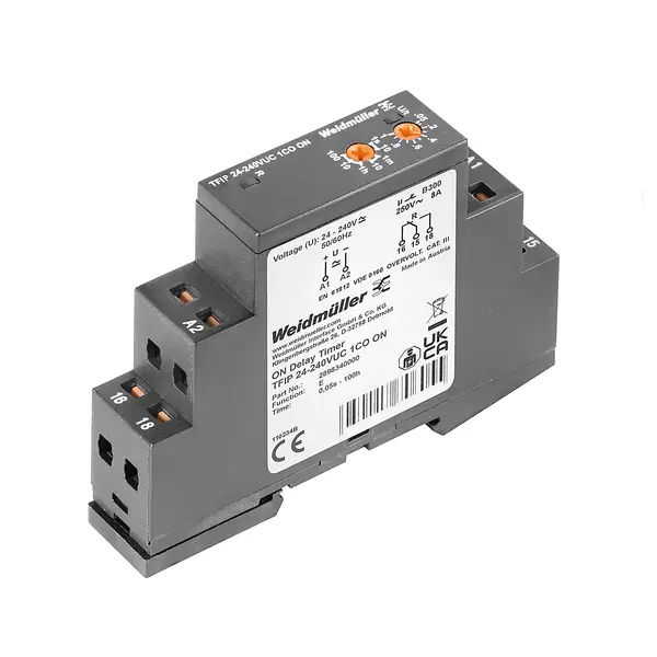 Weidmüller TFIP 24-240VUC 1CO ON 2898340000 časové relé, 0.5 - 360000 s, 250 V/AC, 30 V/DC, 8 A, 1 ks Weidmüller TFIP 24-240VUC 1CO ON 2898340000 časové relé, 0.5 - 360000 s, 250 V/AC, 30 V/DC, 8 A, 1 ks