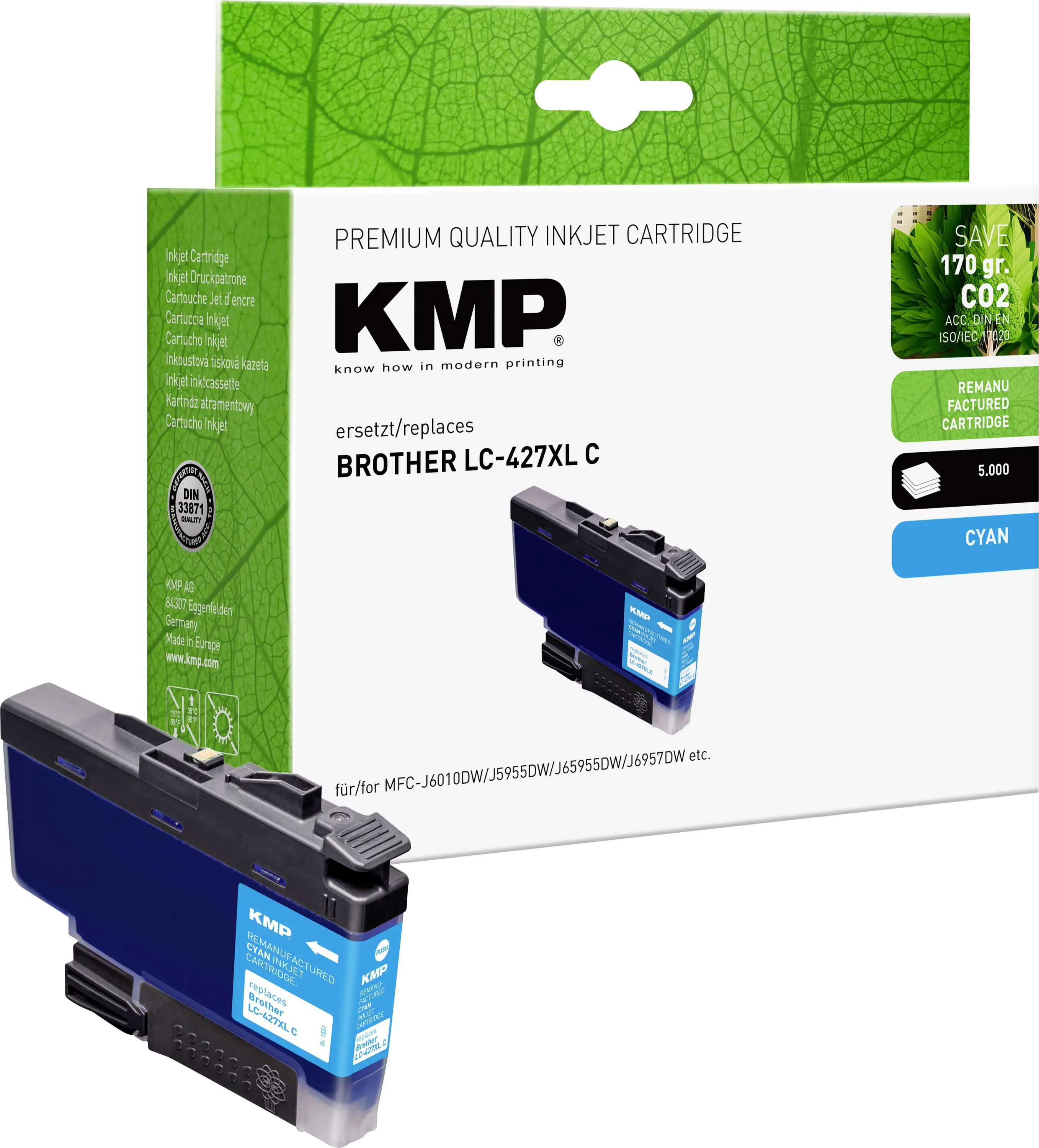 KMP Ink náhradní Brother LC427XLC kompatibilní azurová 1551,4003 1551,4003 KMP Ink náhradní Brother LC427XLC kompatibilní azurová 1551,4003 1551,4003