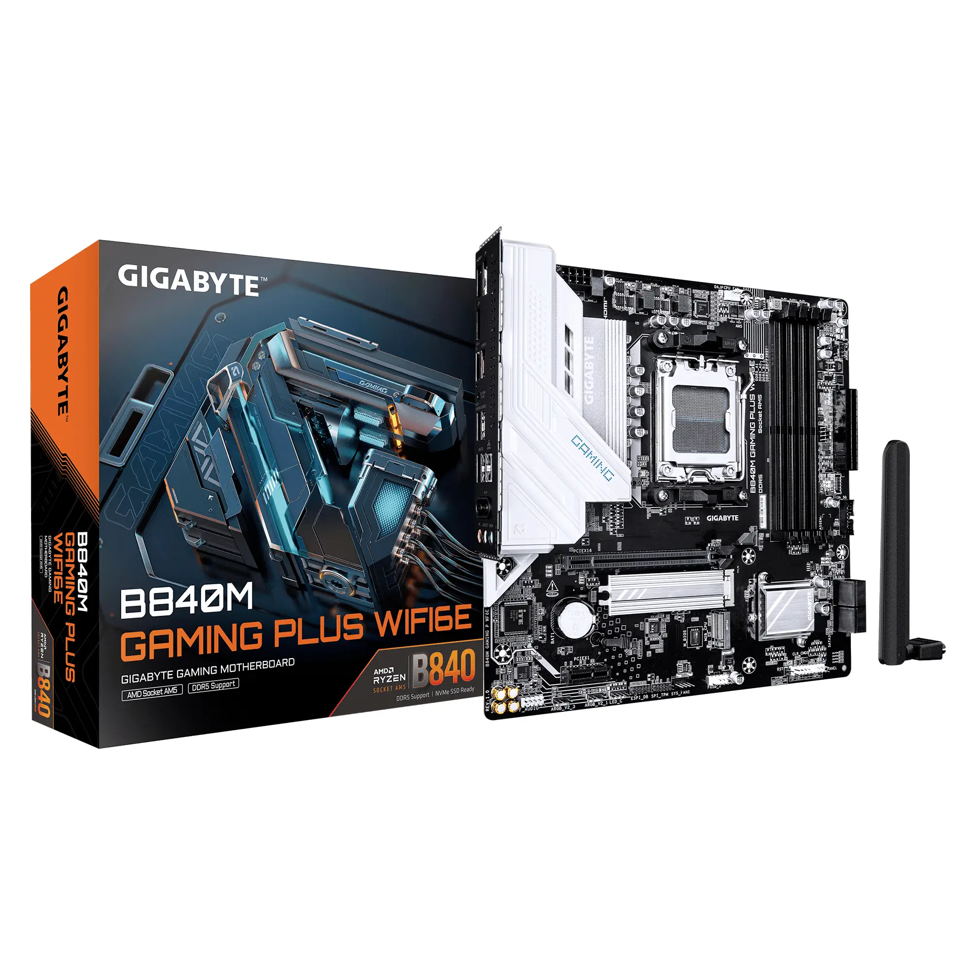 Gigabyte B840M GAMING PLUS WIFI6E Základní deska Socket (PC) AMD AM5 Tvarový faktor Micro-ATX Čipová sada základní desky AMD® B840