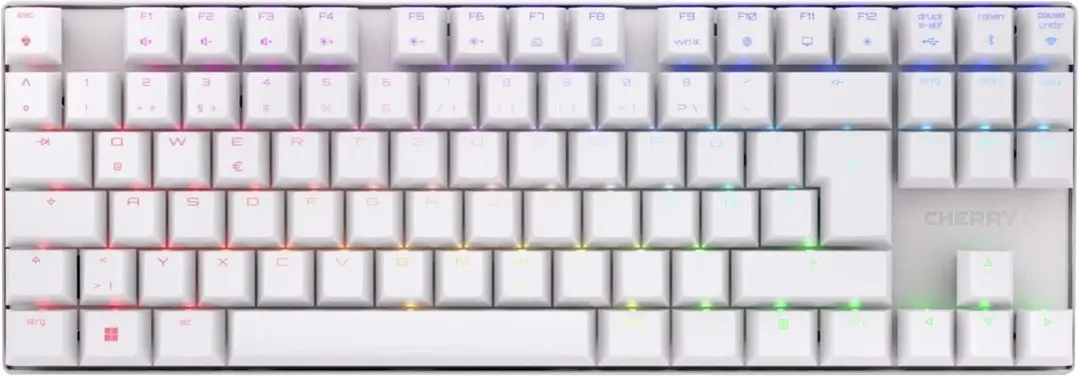 Cherry XTRFY MX 8.2 TKL Wireless RGB Bluetooth®, bezdrátový klávesnice německá, QWERTZ stříbrná, bílá RGB osvětlení a podsvícení displeje lze přizpůsobit Cherry XTRFY MX 8.2 TKL Wireless RGB Bluetooth®, bezdrátový klávesnice německá, QWERTZ stříbrná, bílá RGB osvětlení a podsvícení displeje lze přizpůsobit