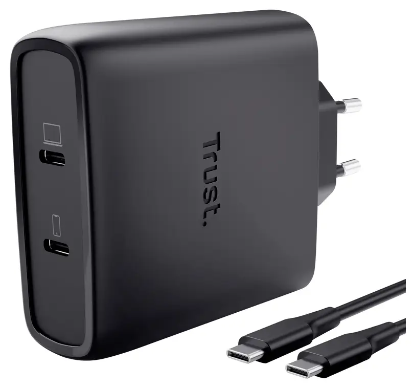 Trust Maxo USB nabíječka, GaN, 100 W, PPS, Power Delivery 3.0, černá Trust Maxo USB nabíječka, GaN, 100 W, PPS, Power Delivery 3.0, černá