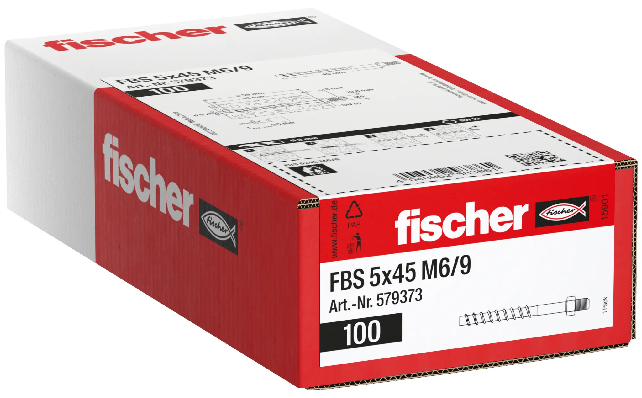 Fischer 579373 šroub do betonu 45 mm vnější šestihran galvanizováno zinkem 100 ks