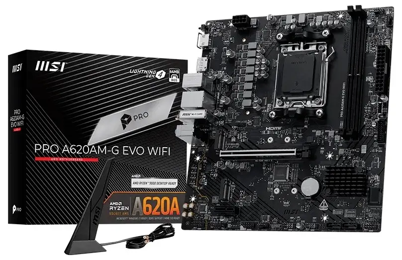 MSI MSI A620AM-G PRO EVO WIFI (AM5) (D) Základní deska Socket (PC) AMD AM5 Tvarový faktor Micro-ATX