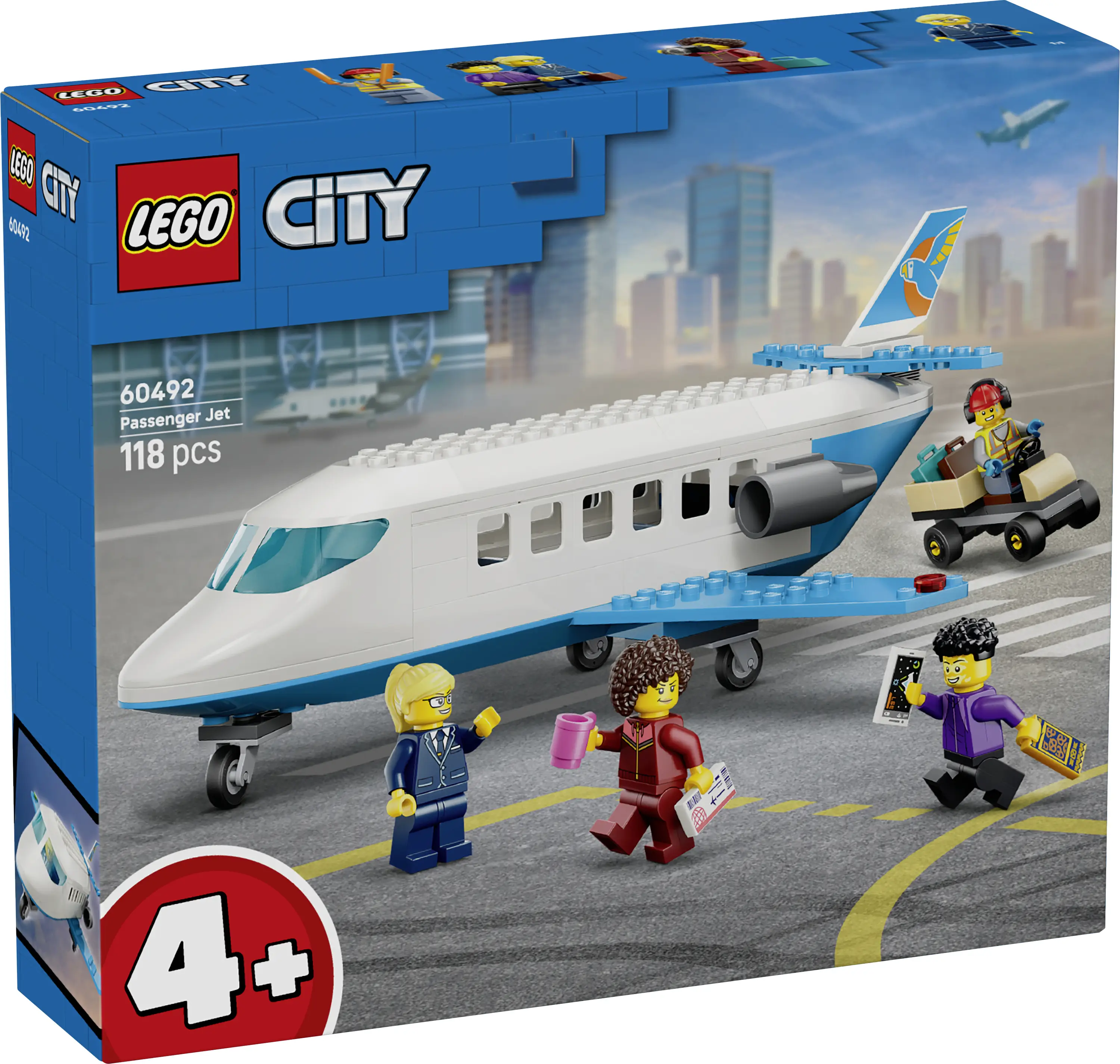 60492 LEGO® CITY Osobní jet; sada s odletováním, zavazadlovým vozem a 4 minifigurami 60492 LEGO® CITY Osobní jet; sada s odletováním, zavazadlovým vozem a 4 minifigurami