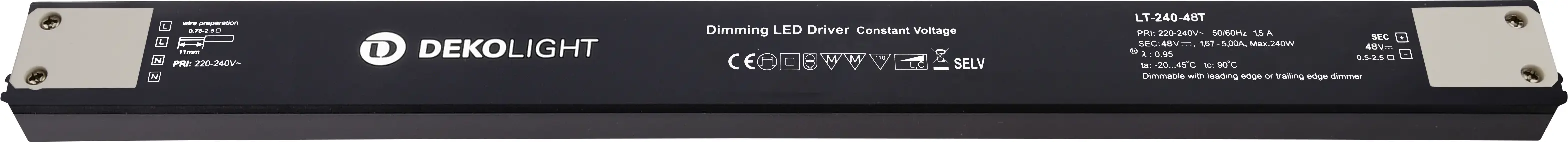 Deko Light Long-Flat napájecí zdroj pro LED konstantní napětí 240 W 1700 - 5000 mA 48 V/DC 1 ks