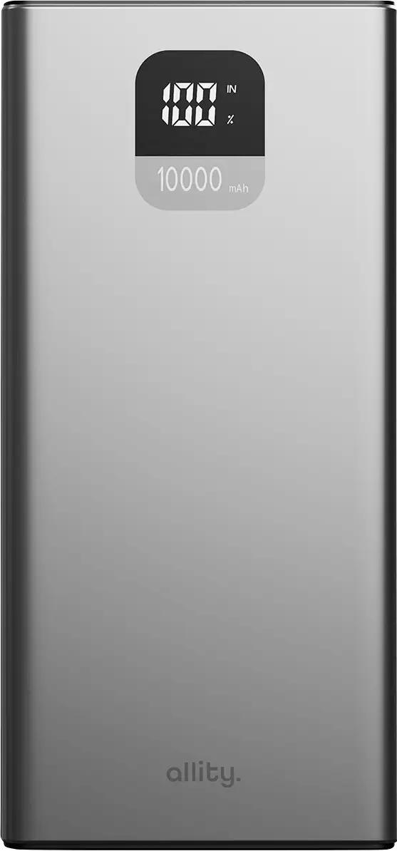 Allity APB-100 powerbanka Li-Pol, 10000 mAh, Quick Charge, Dodávka energie, USB-C®, USB-A, šedá Allity APB-100 powerbanka Li-Pol, 10000 mAh, Quick Charge, Dodávka energie, USB-C®, USB-A, šedá