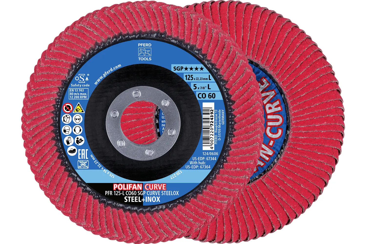 PFERD TOOLS 67698066 Sada lamelových brusných kotoučů Průměr 125 mm Zrnitost=60 2 ks