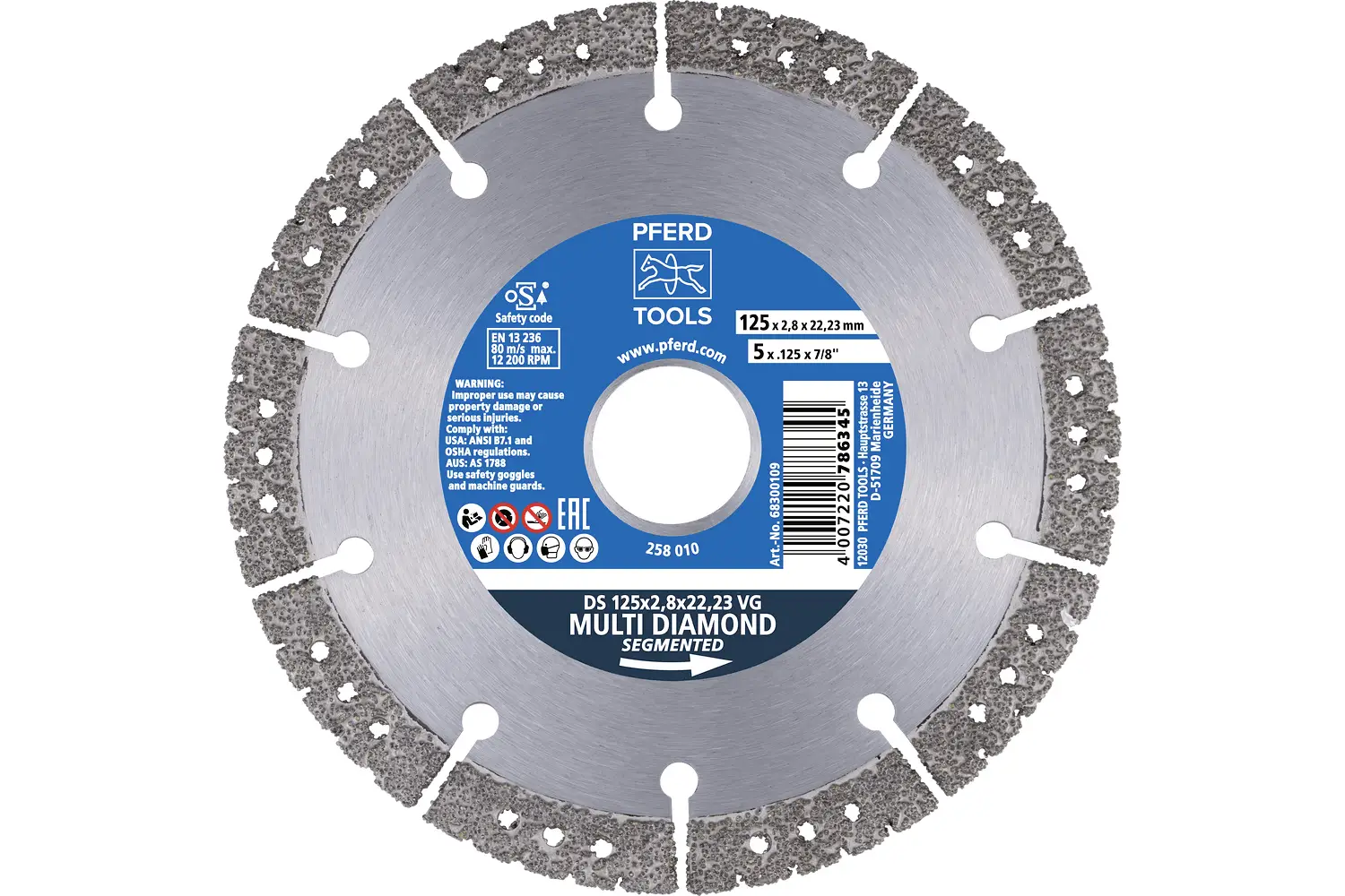 PFERD TOOLS 68300108 DS 115x2,8x22,23 VG diamantový řezný kotouč Průměr 115 mm Ø otvoru 22.23 mm 1 ks