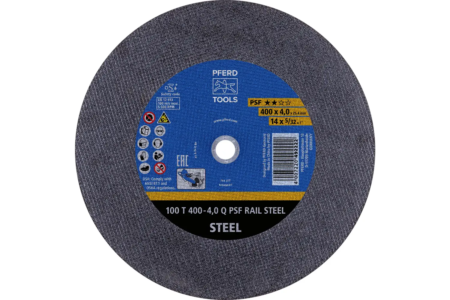 PFERD TOOLS 100 T 400-4,0 Q PSF RAIL STEEL/25,4 73001310 Řezný kotouč 400 mm 10 ks
