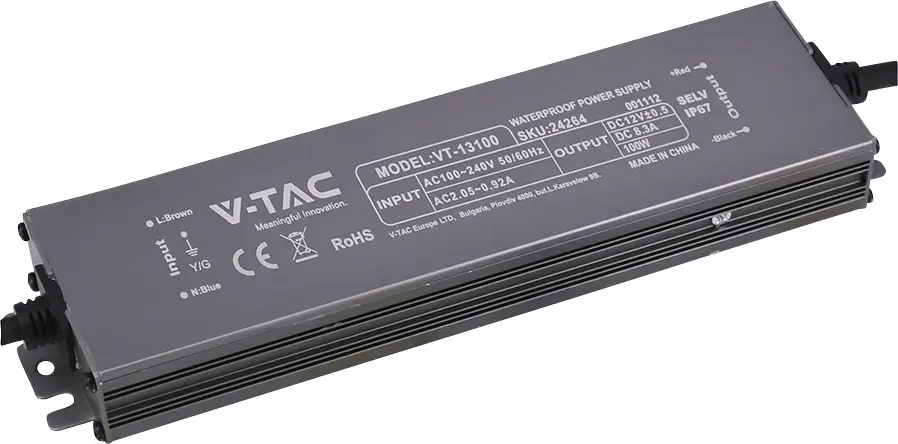 V-TAC VT-13100 napájecí zdroj pro LED konstantní napětí 100 W 8.3 A 12 V/DC bez možnosti stmívání 1 ks V-TAC VT-13100 napájecí zdroj pro LED konstantní napětí 100 W 8.3 A 12 V/DC bez možnosti stmívání 1 ks