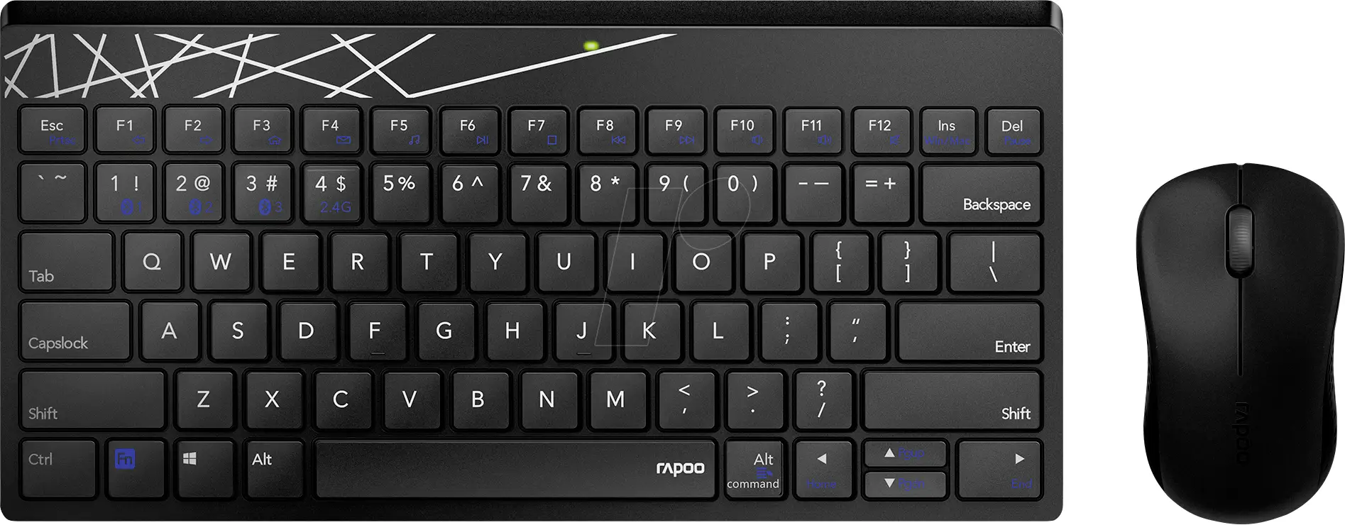 Rapoo 8000M bezdrátový, Bluetooth® sada klávesnice a myše ergonomická německá, QWERTZ černá Rapoo 8000M bezdrátový, Bluetooth® sada klávesnice a myše ergonomická německá, QWERTZ černá