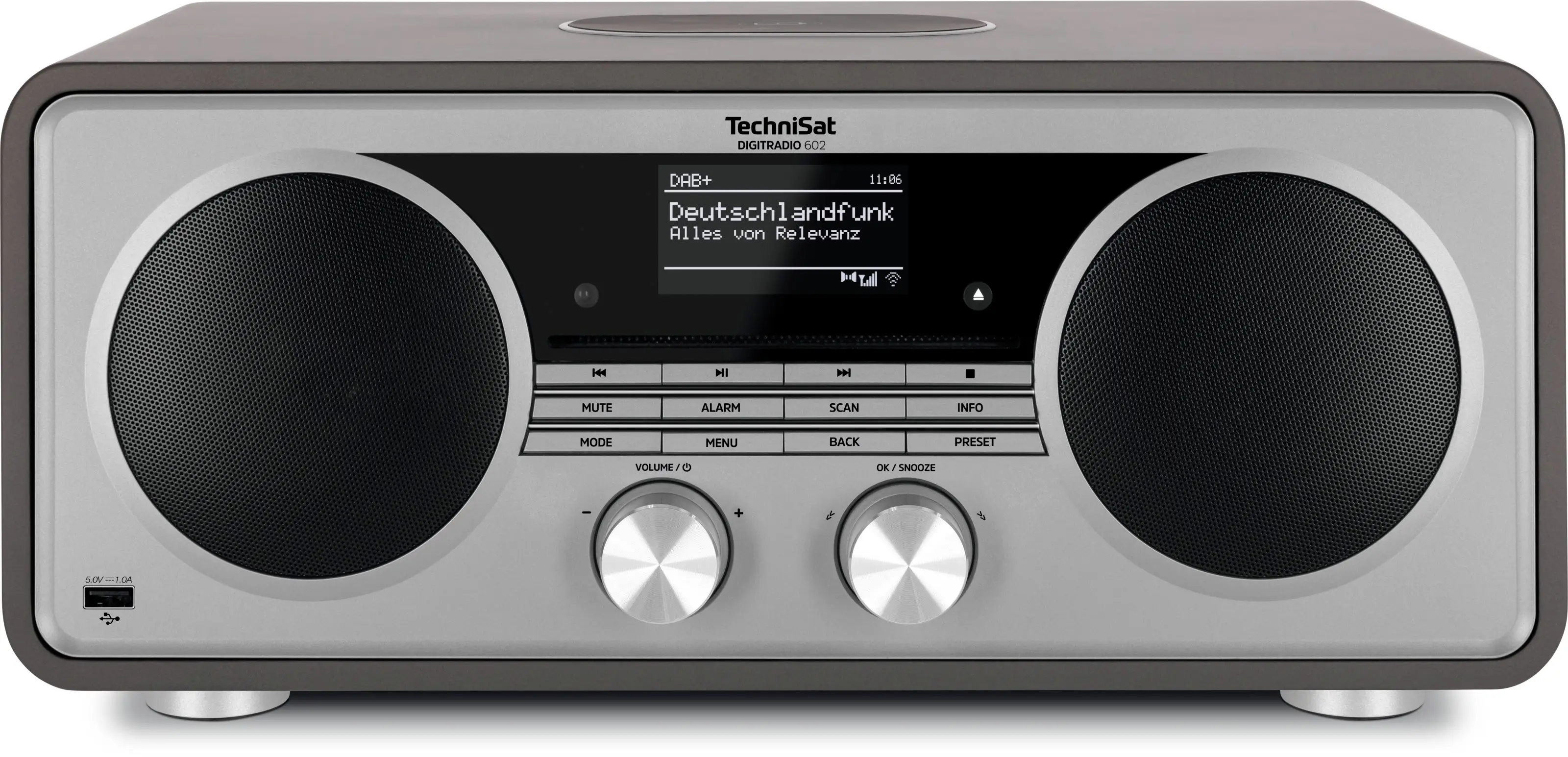 TechniSat DIGITRADIO 602, anthrazit/silber 0000/3987 rádio CD, DAB+, FM, AUX, Bluetooth, CD, DAB+, internet, MP3, FM, USB, Wi-Fi, vč. dálkového ovládání,