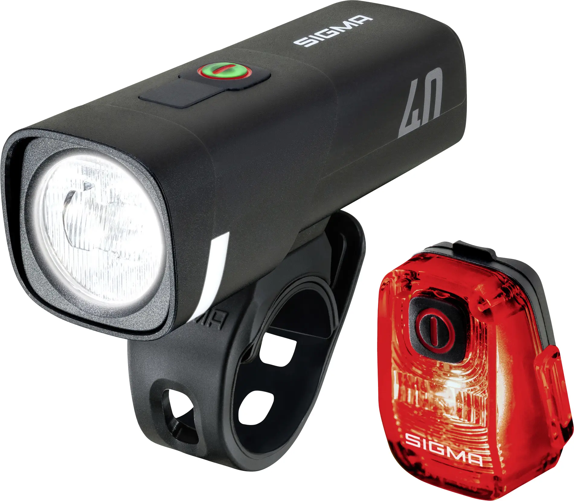 Sigma sada světel na kolo Aura 40 / Hiro 10 Set Akumulátorem napájené LED svítidlo napájeno akumulátorem černá Sigma sada světel na kolo Aura 40 / Hiro 10 Set Akumulátorem napájené LED svítidlo napájeno akumulátorem černá