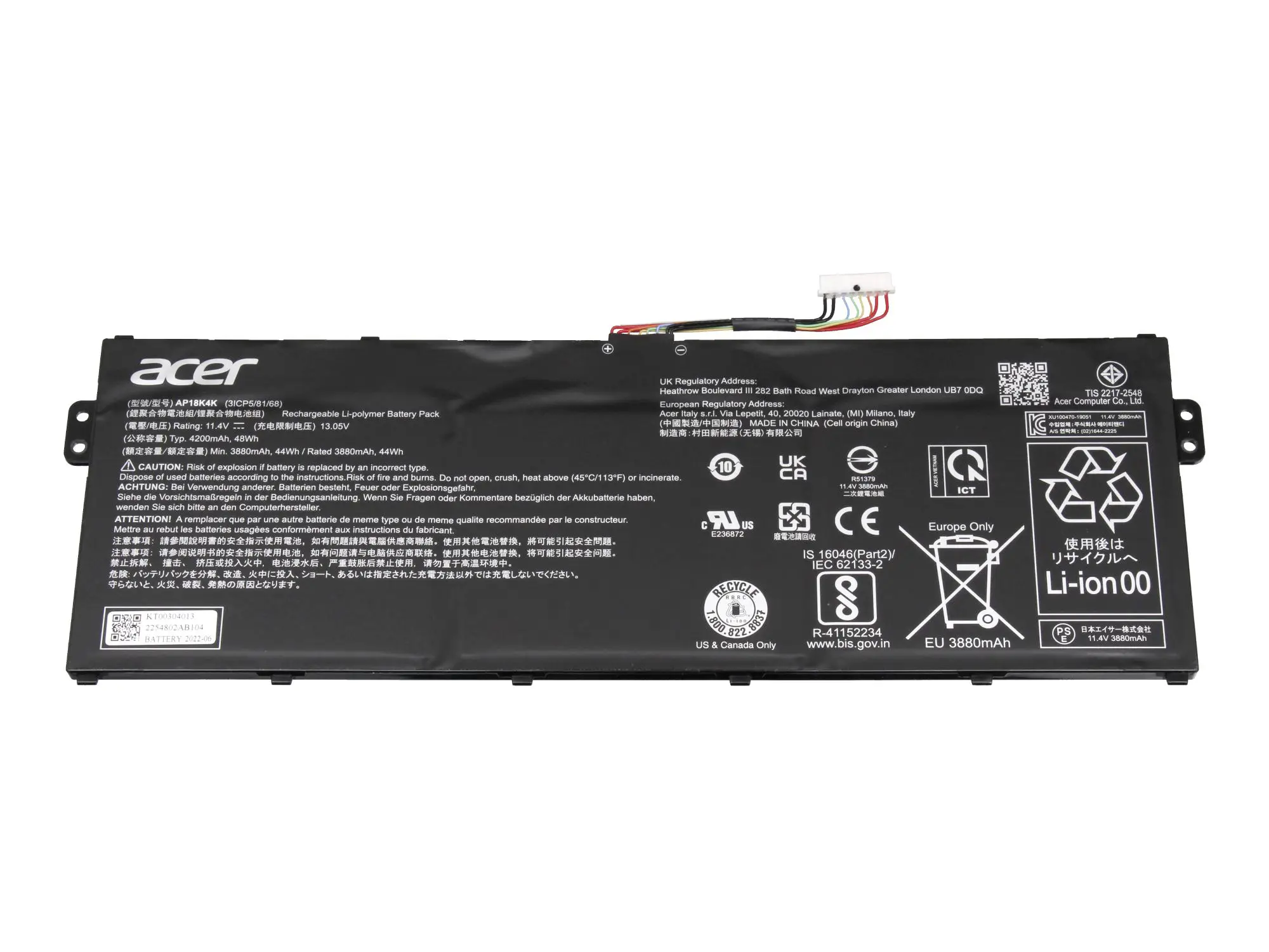 Acer akumulátor do notebooku Akku KT.00304.013 11.40 V 4200 mAh Acer