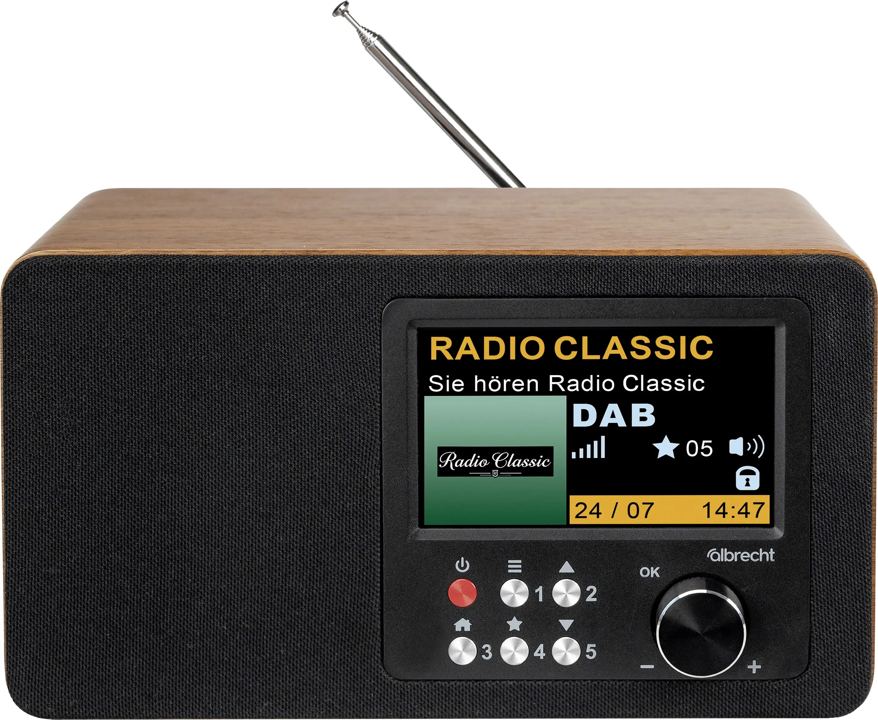 Albrecht DR 863 27863 Akumulátorové rádio, DAB+, FM, funkce alarmu, hnědá, černá