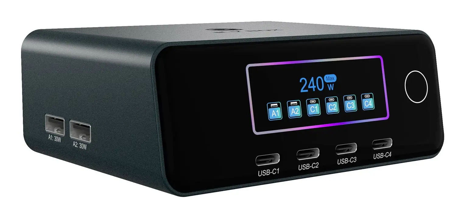 ICY BOX IB-PS2401 USB nabíjecí hub, GaN, 4x USB-C®, 2x USB A, 240 W, černá ICY BOX IB-PS2401 USB nabíjecí hub, GaN, 4x USB-C®, 2x USB A, 240 W, černá
