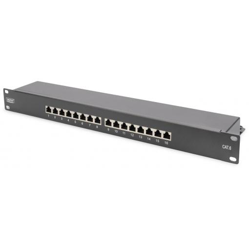 Digitus DIGITUS - CAT 6, Klasse E Patch Panel 16 portů síťový patch panel 483 mm (19) CAT 6 1 U vícebarevná osazený
