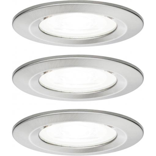 Paulmann 92979 LED vestavné svítidlo, LED, GU10, 19.5 W, železo (kartáčované), sada 3 ks