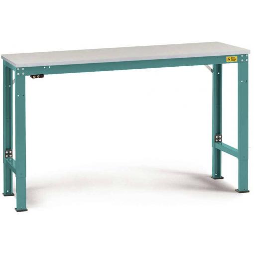 Manuflex LU7143.5021 ESD ESD-Arbeitstisch UNIVERSAL Spezial Grundtisch mit Kautschukplatte, BxTxH = 2500 x 800 x 722-1022 mm vodní modrá